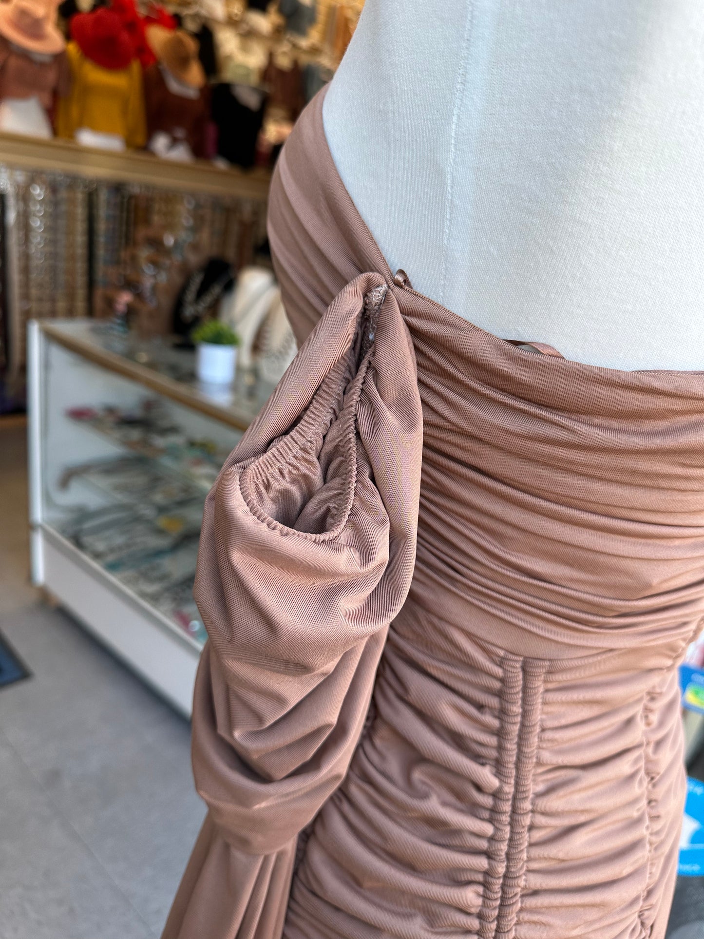 Off shoulder ruched Bodycon Dress