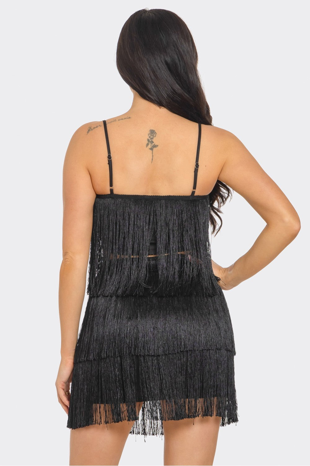 Fringe skirt and crop top set