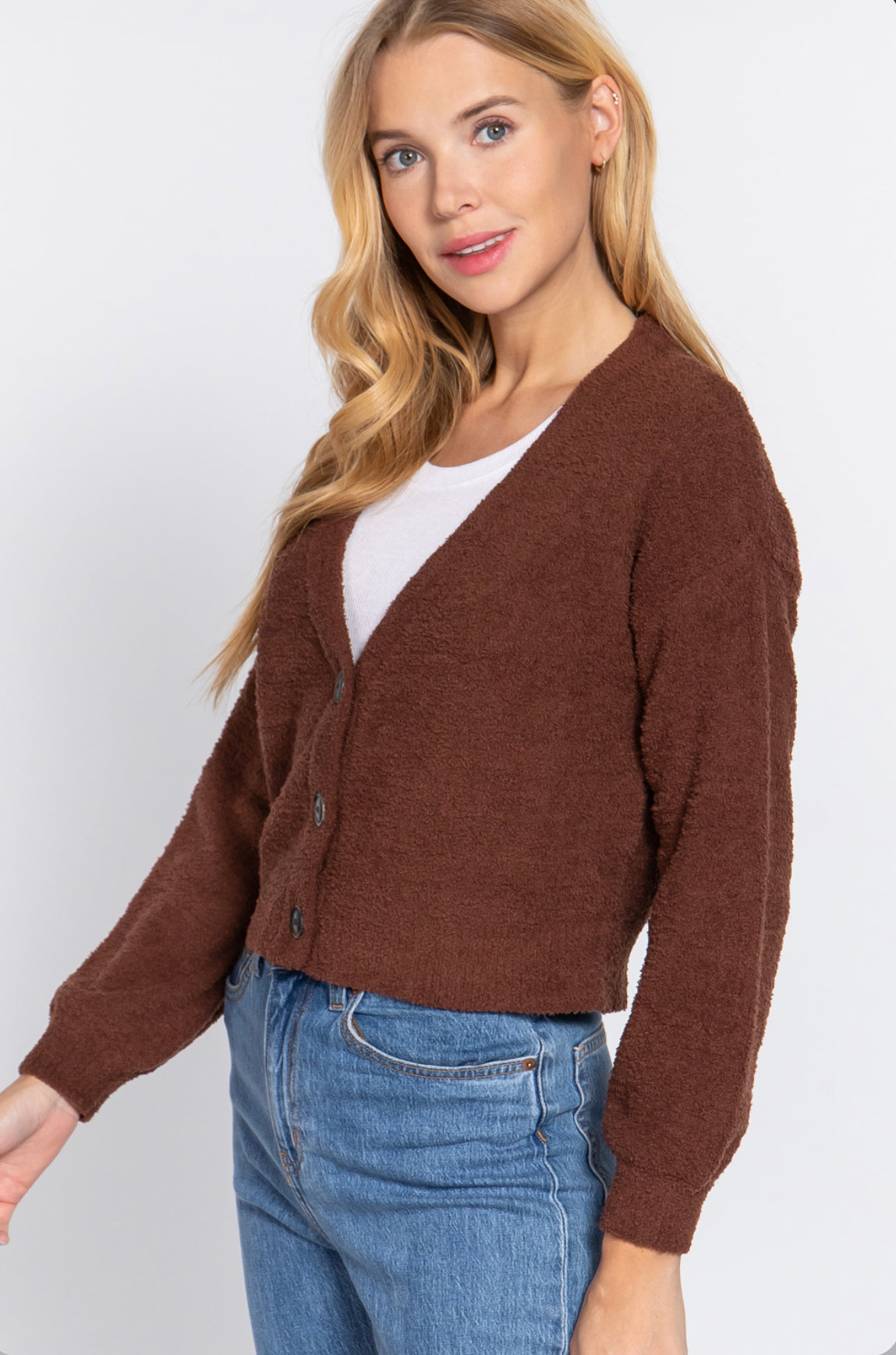 LONG SLV V-NECK SWEATER CARDIGAN