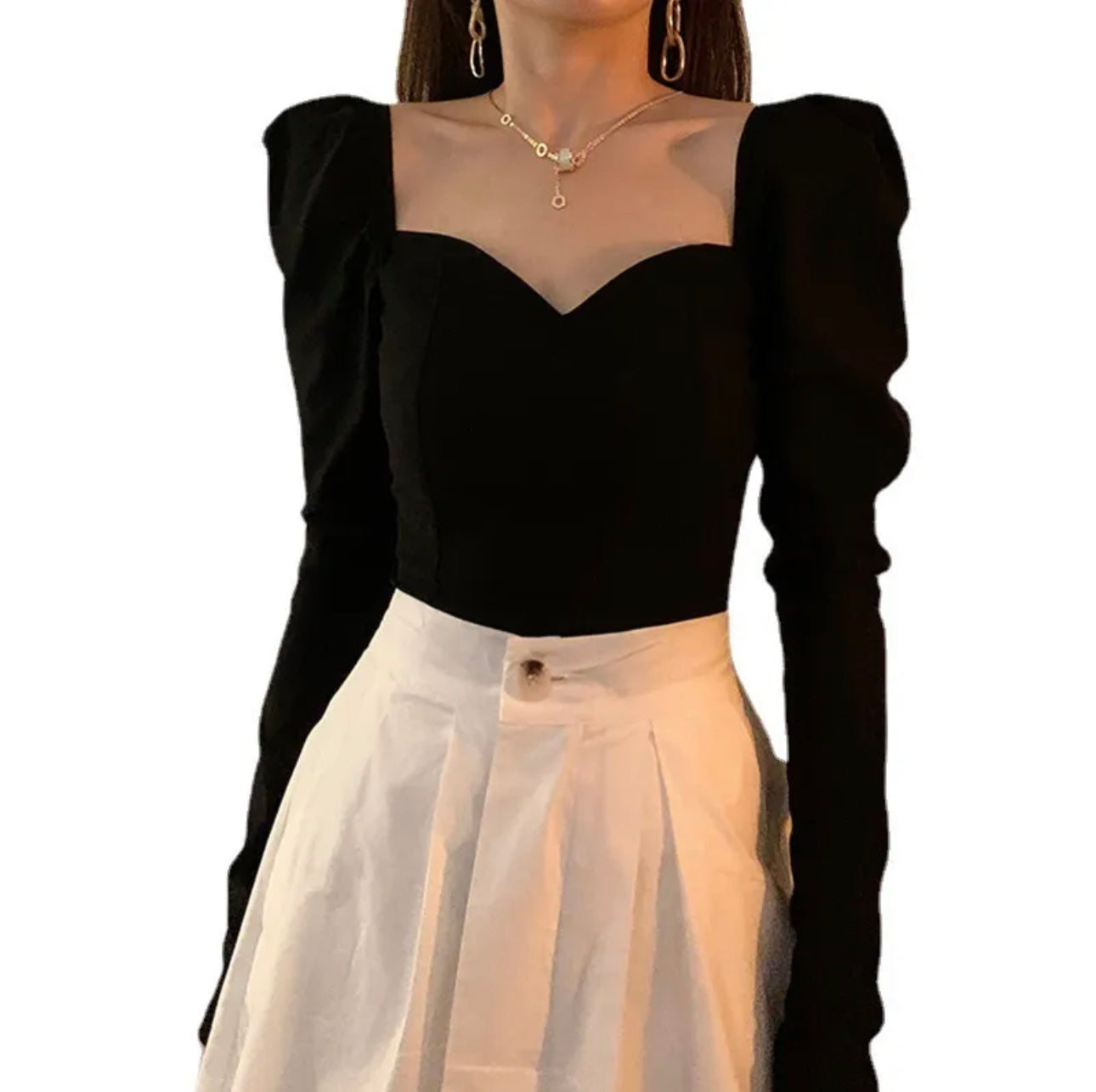 Sweetheart Long Sleeve Blouse