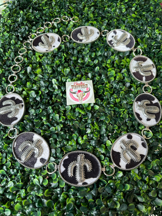 Western Cactus Cow Hide Belt