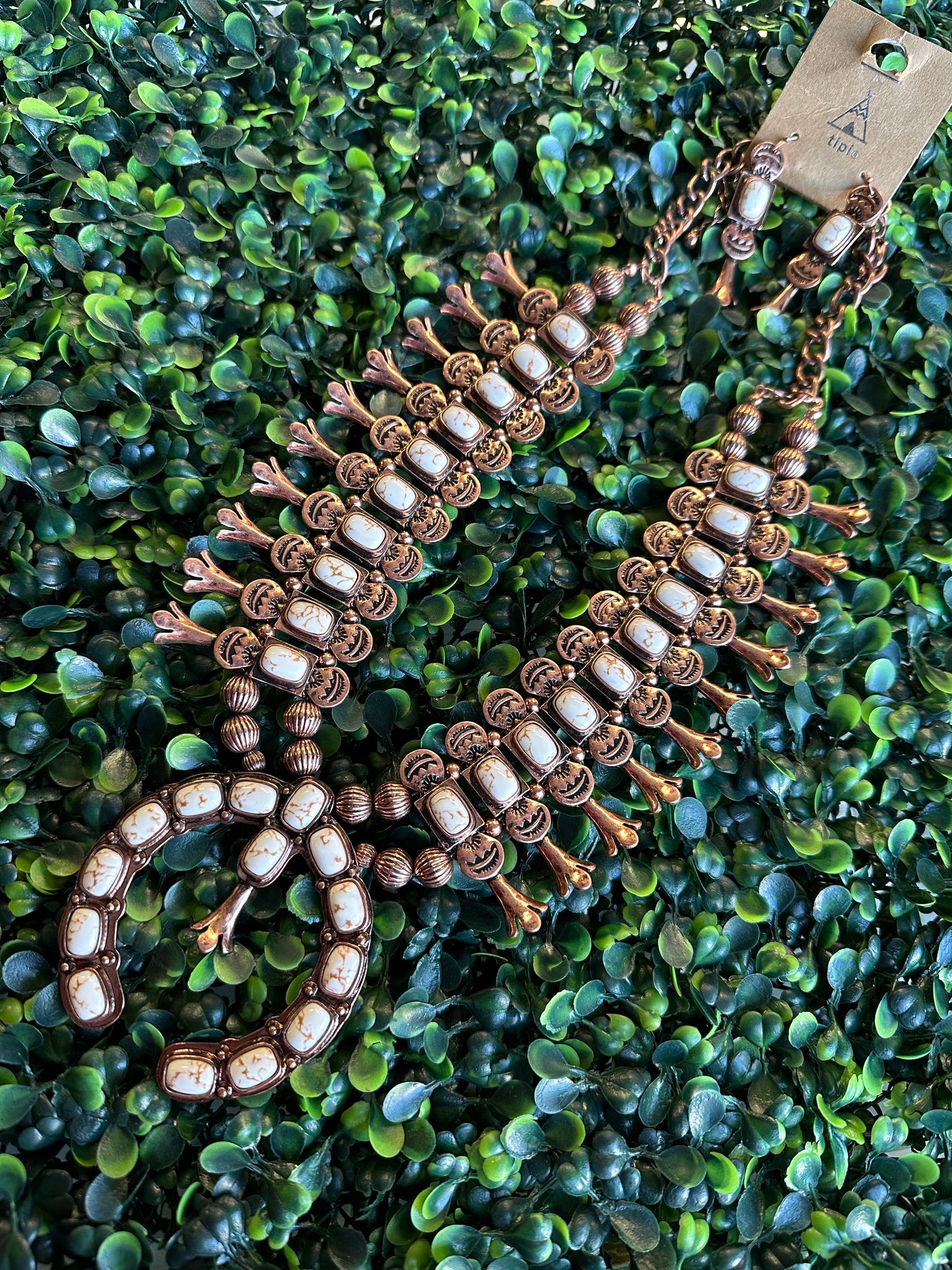 Copper necklace and earrings set