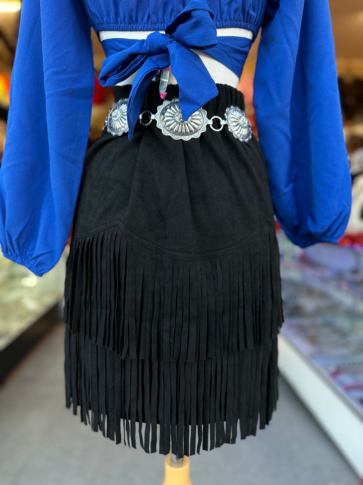 Black fringe skirt