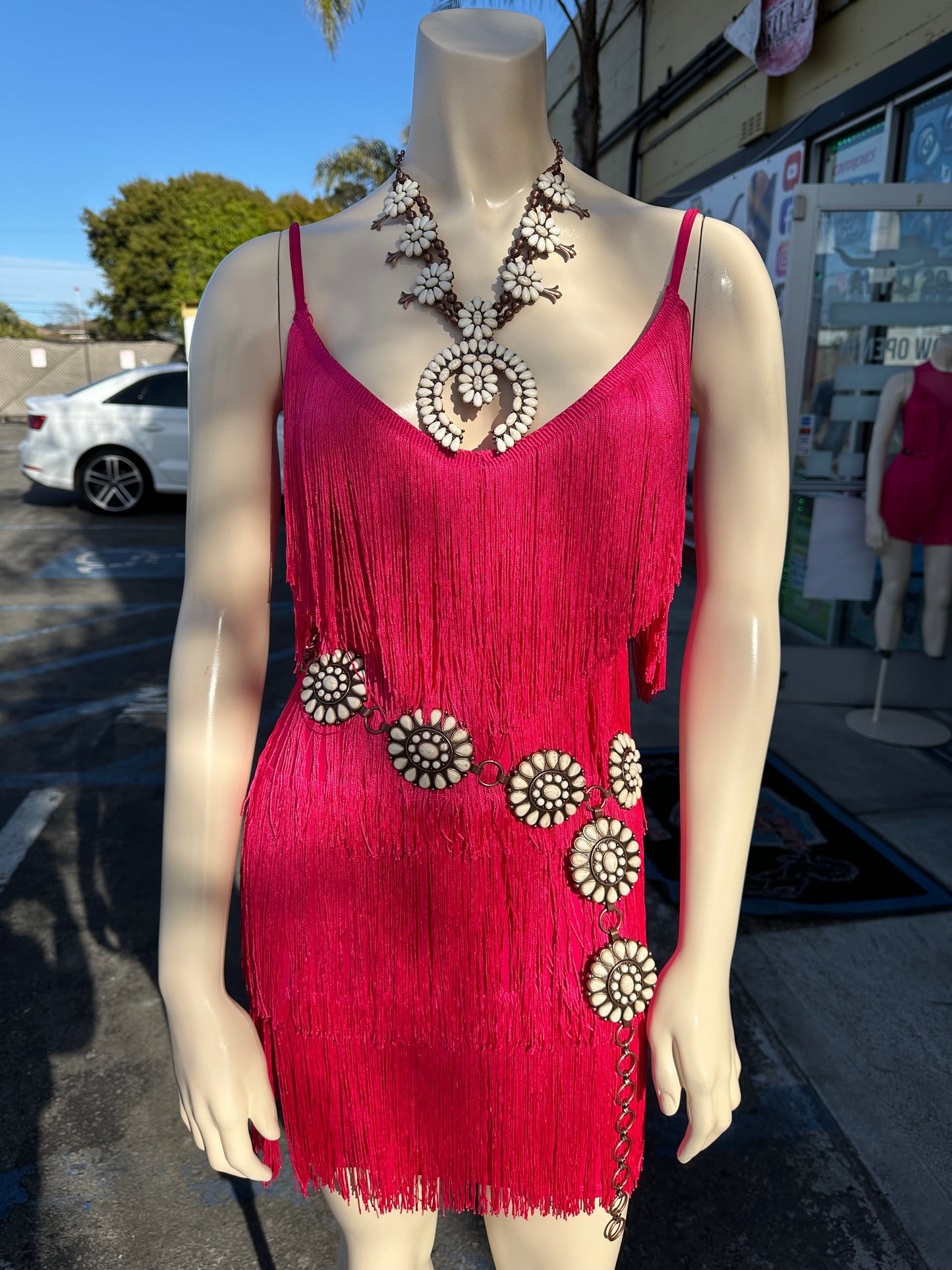 Hot pink fringe Dress