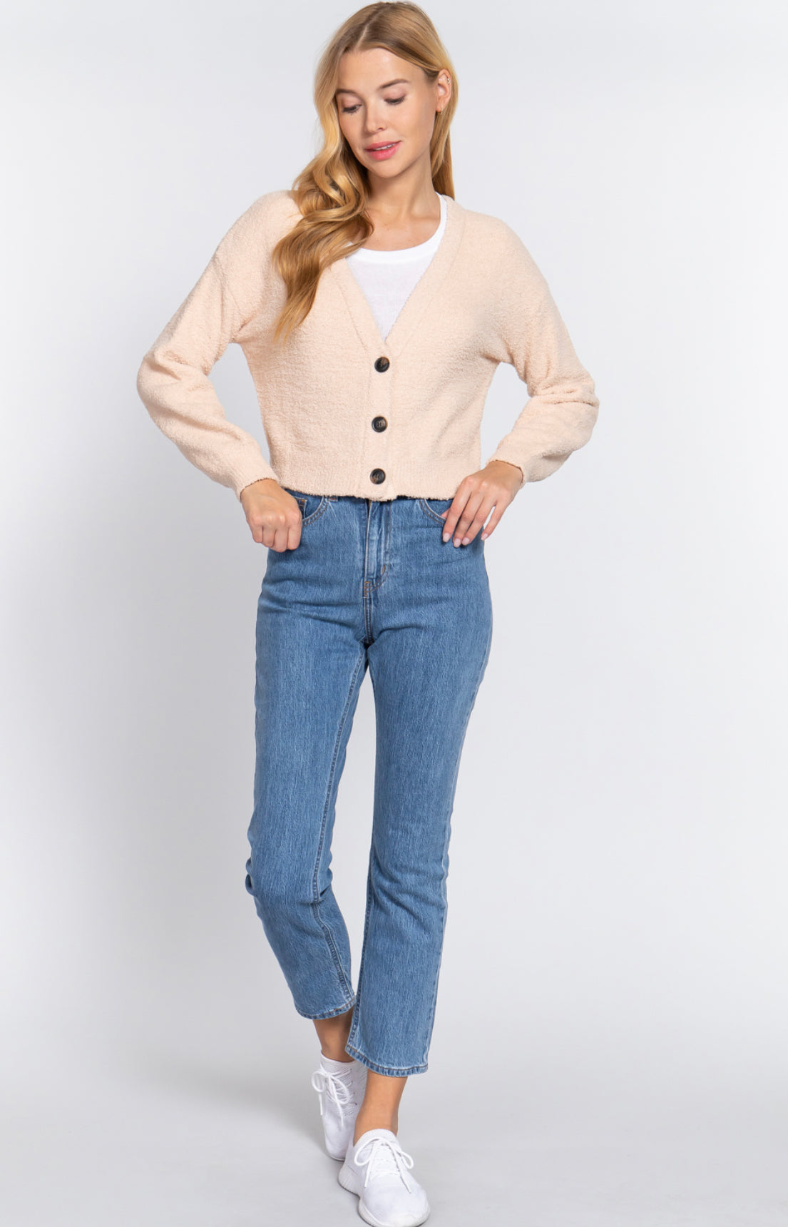 LONG SLV V-NECK SWEATER CARDIGAN