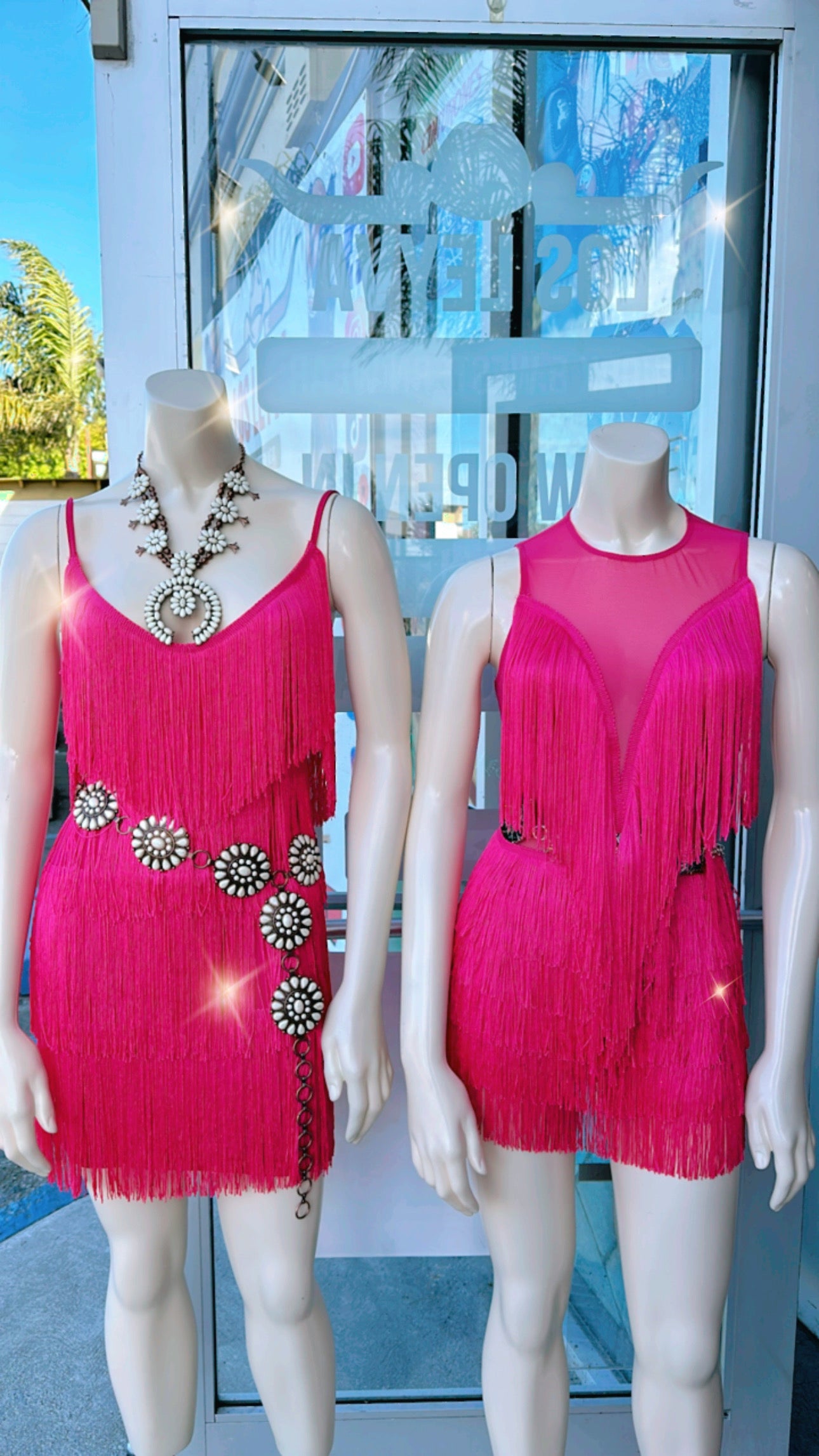 Hot pink fringe Dress