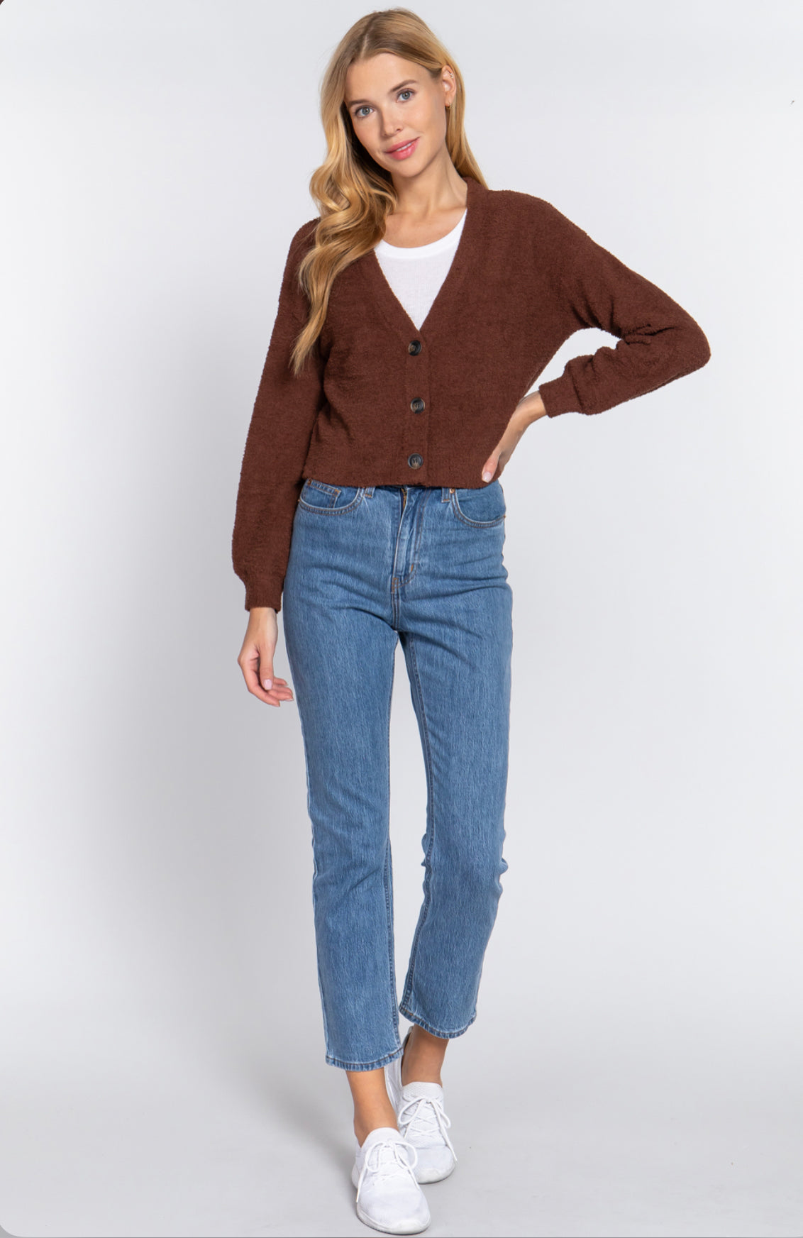 LONG SLV V-NECK SWEATER CARDIGAN