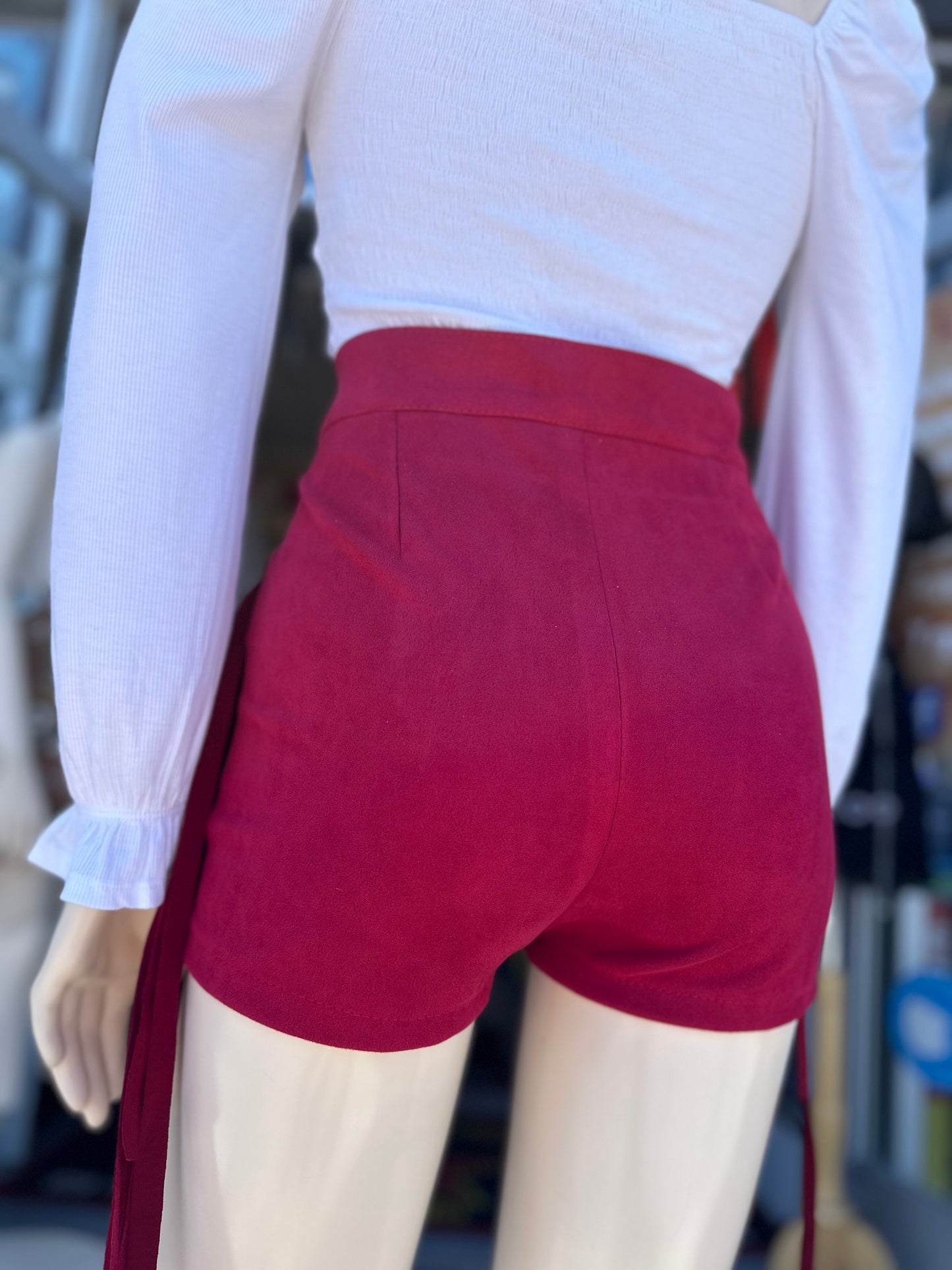 Suede fringe Shorts pink color
