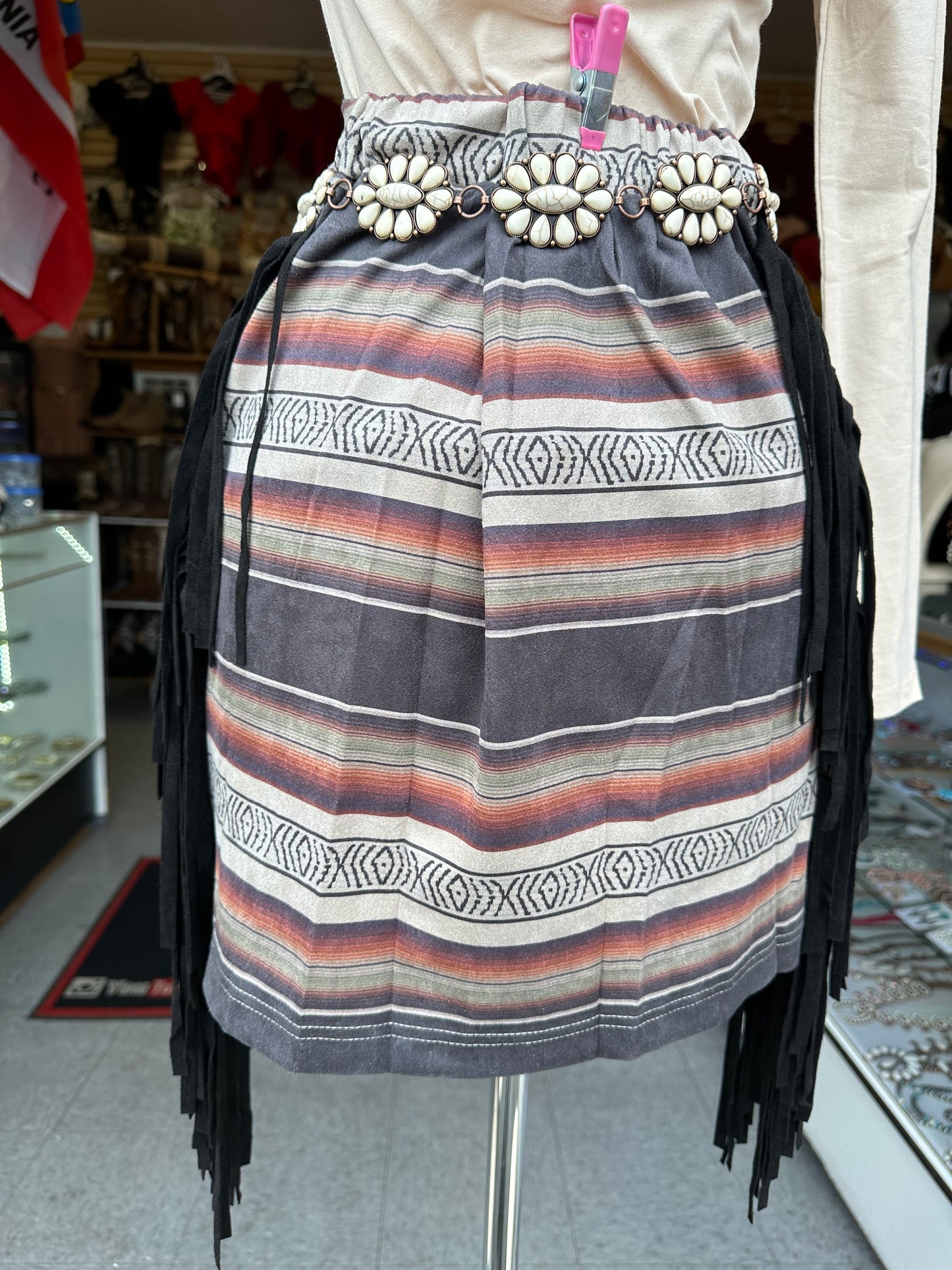 Suede Fringe skirt