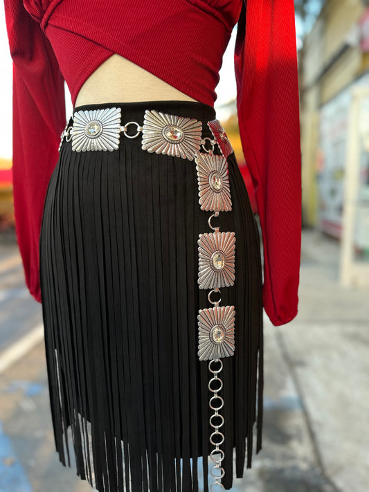 Western Crystal Concho Belt