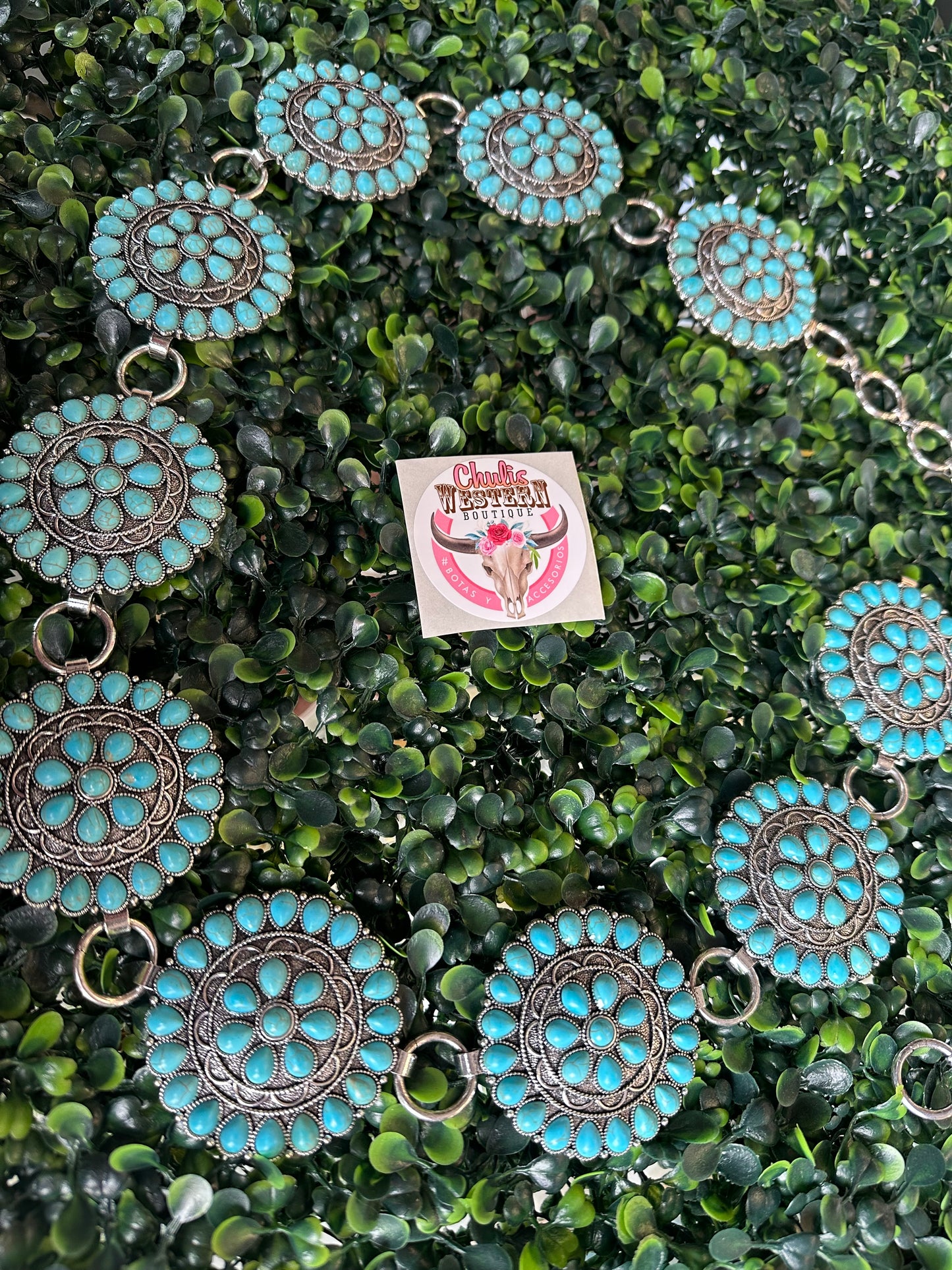 Turquoise flower concho belt