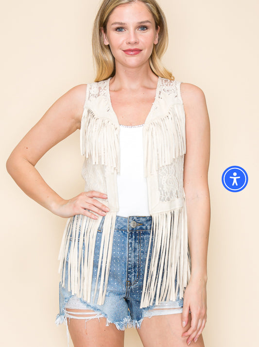 Natural fringe vest