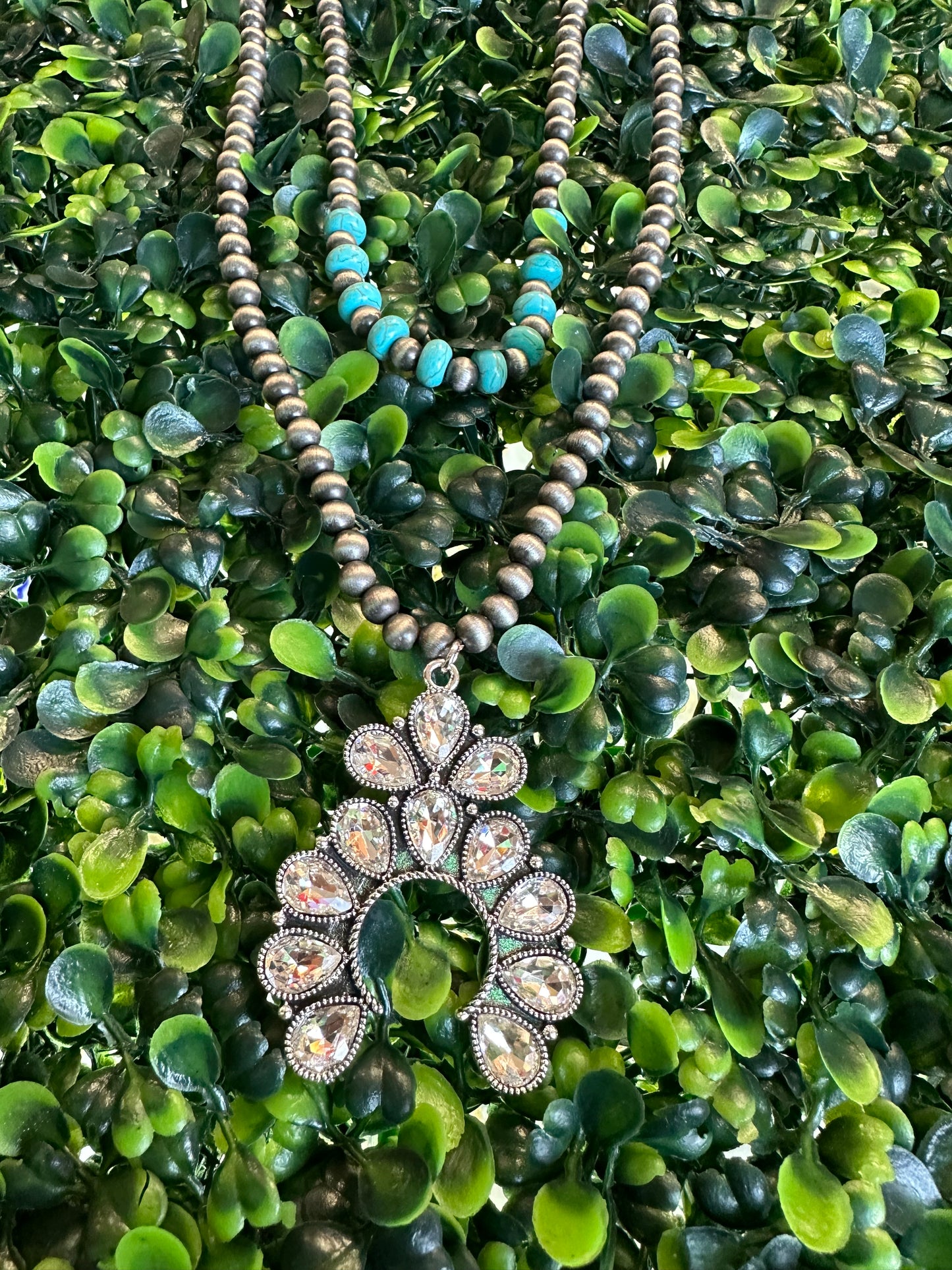 Turquoise crystal squash necklace