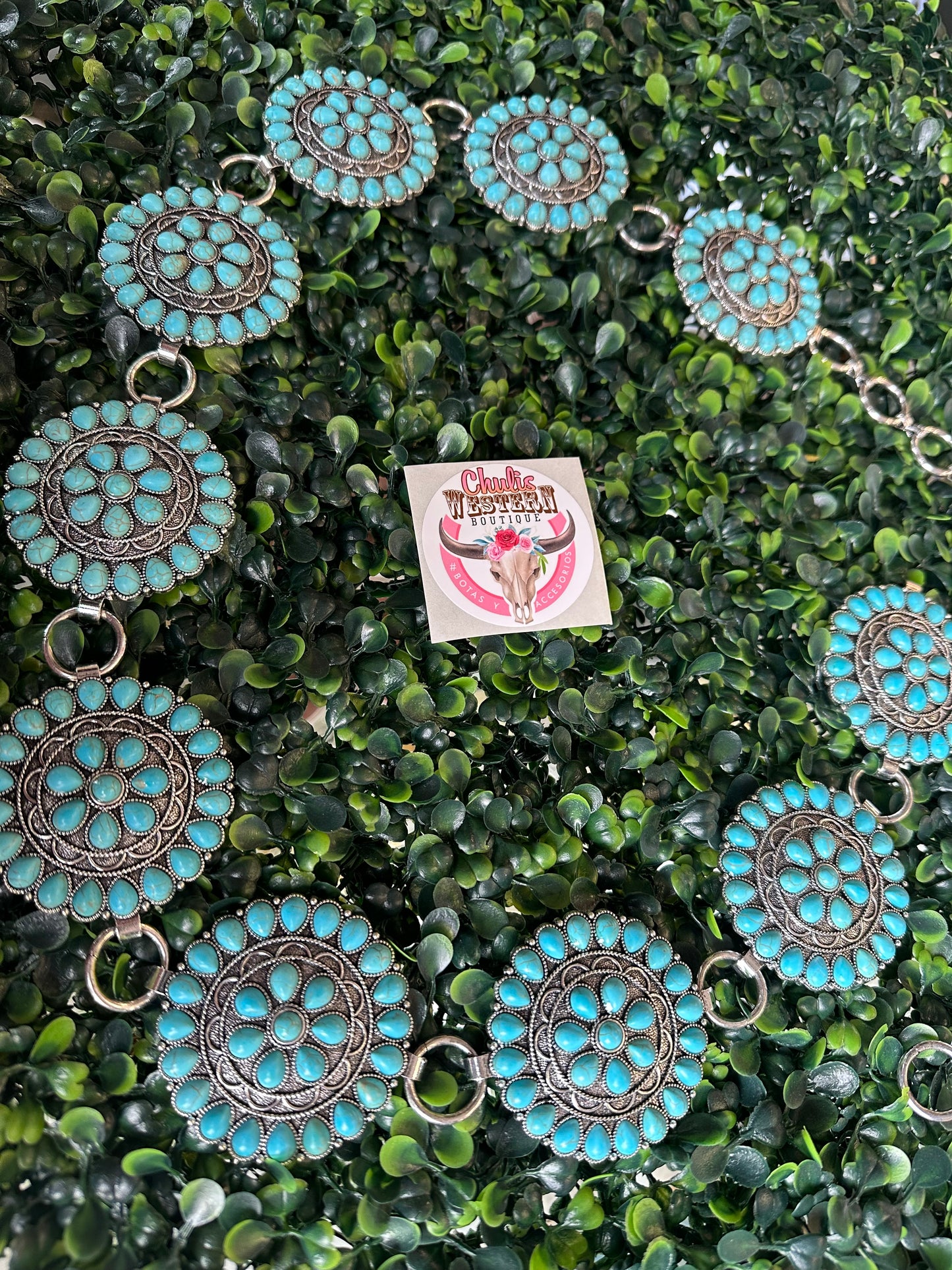 Turquoise flower concho belt