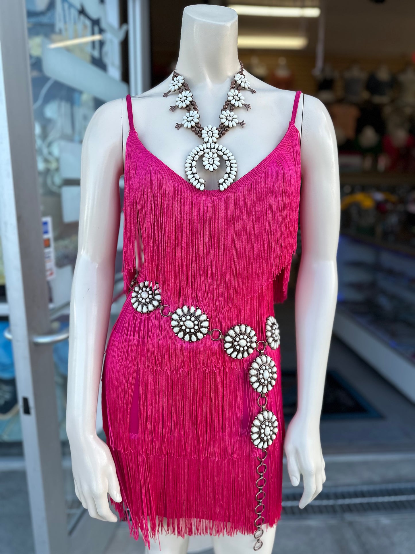 Hot pink fringe Dress