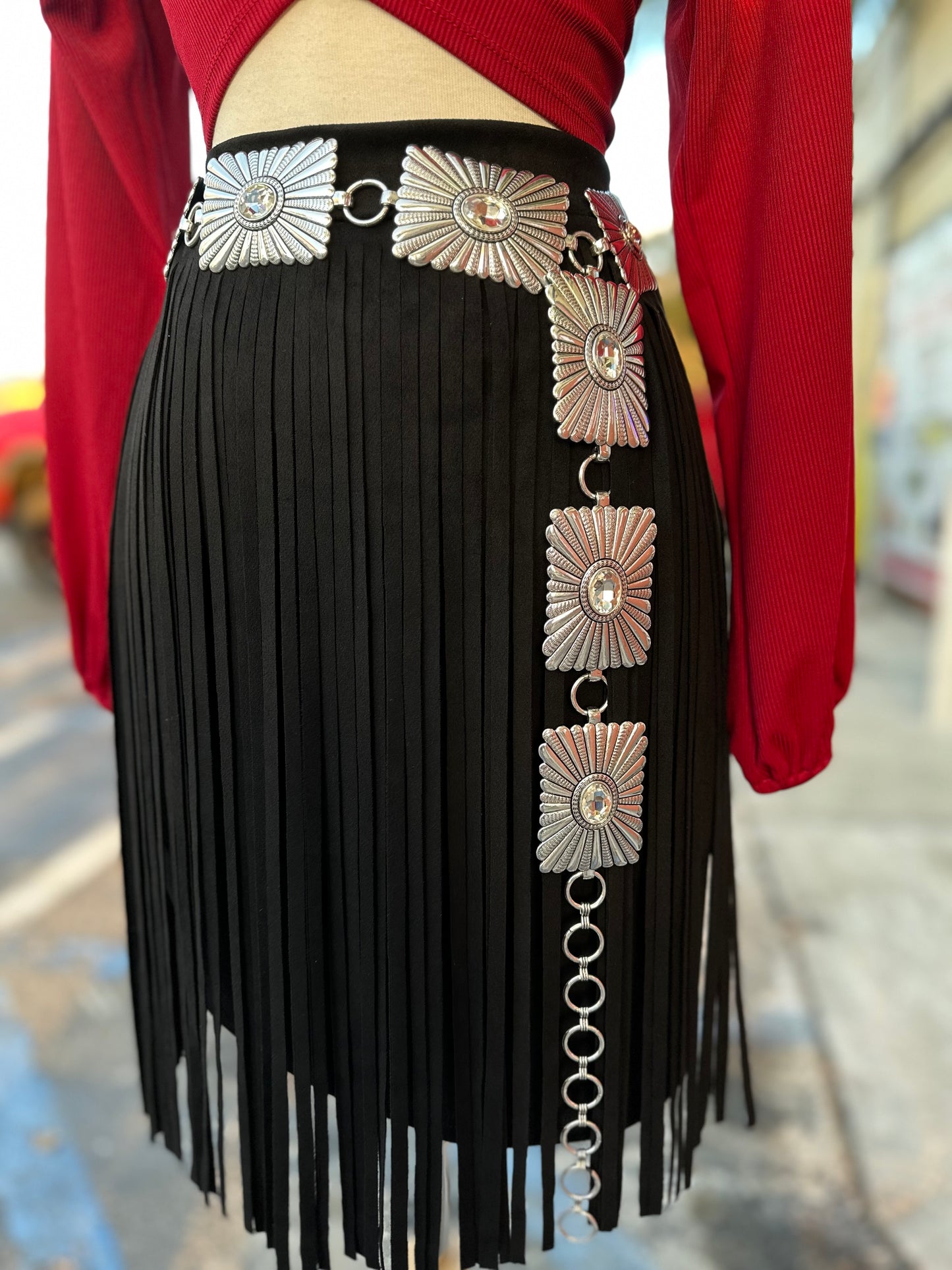 Western Crystal Concho Belt