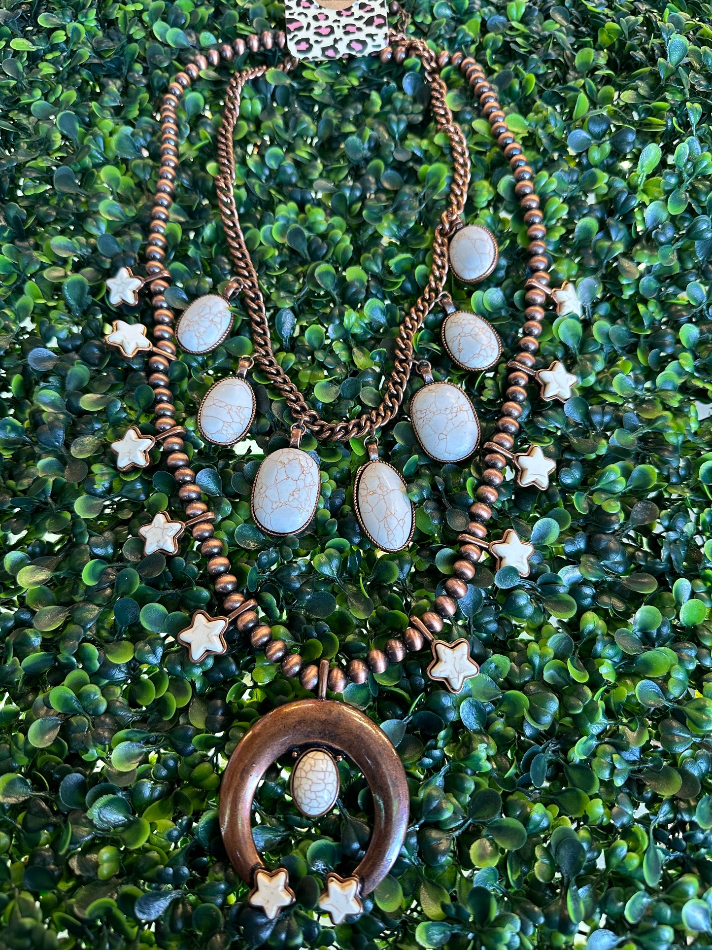 Star Squash Blossom Necklace - Ivory & Copper