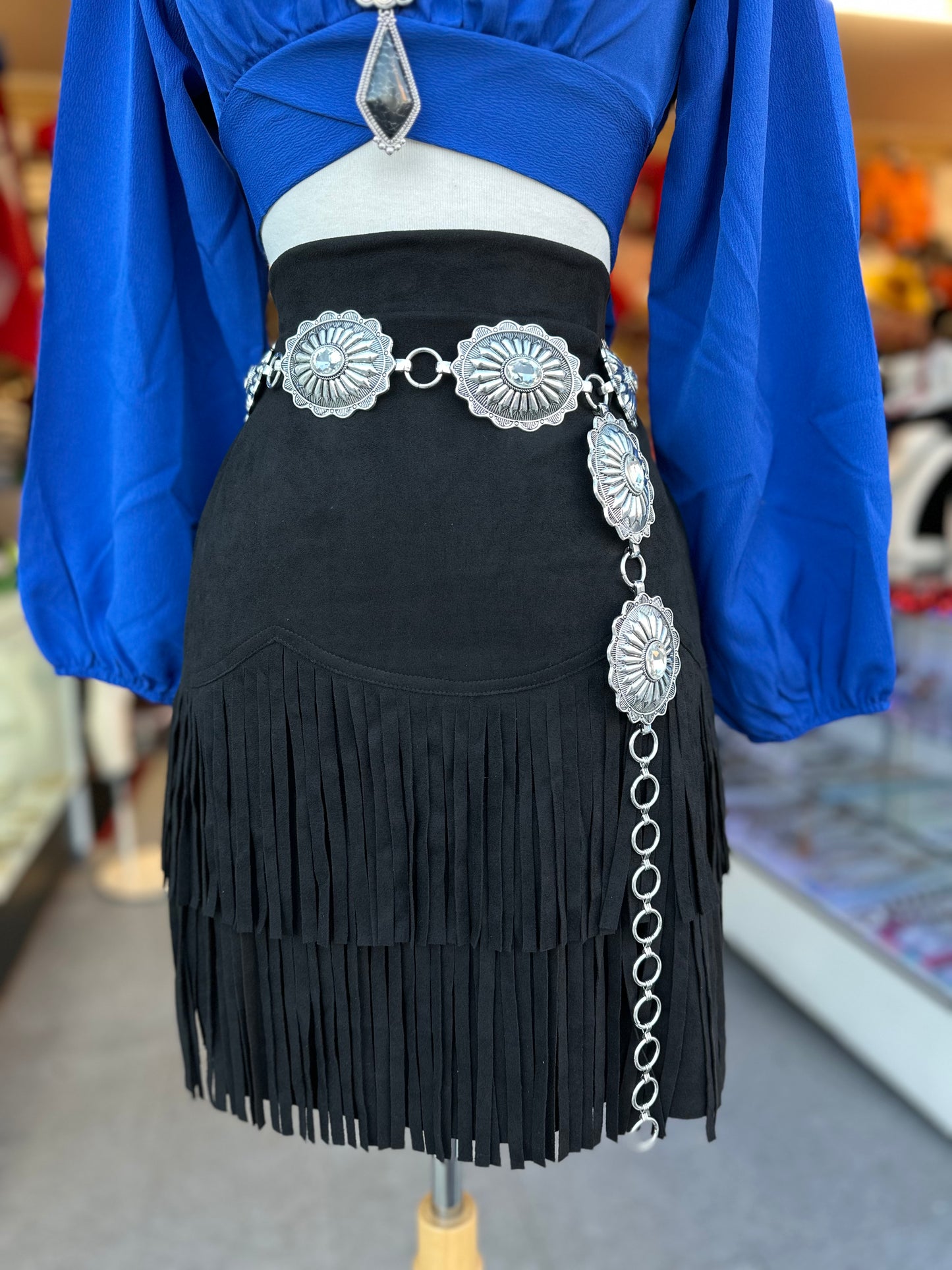 Black fringe skirt