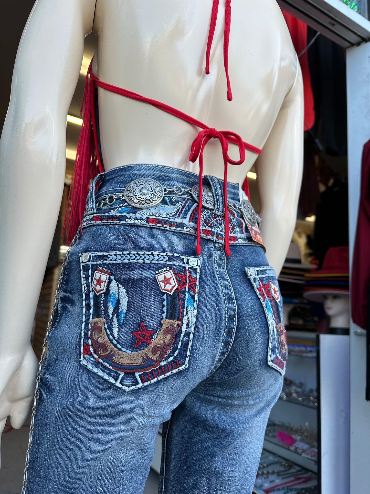 Halter fringe bodysuit(black & red color)