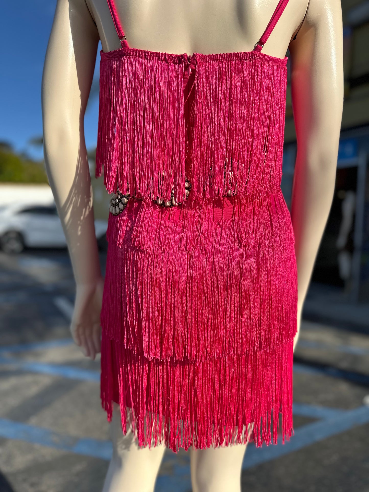 Hot pink fringe Dress