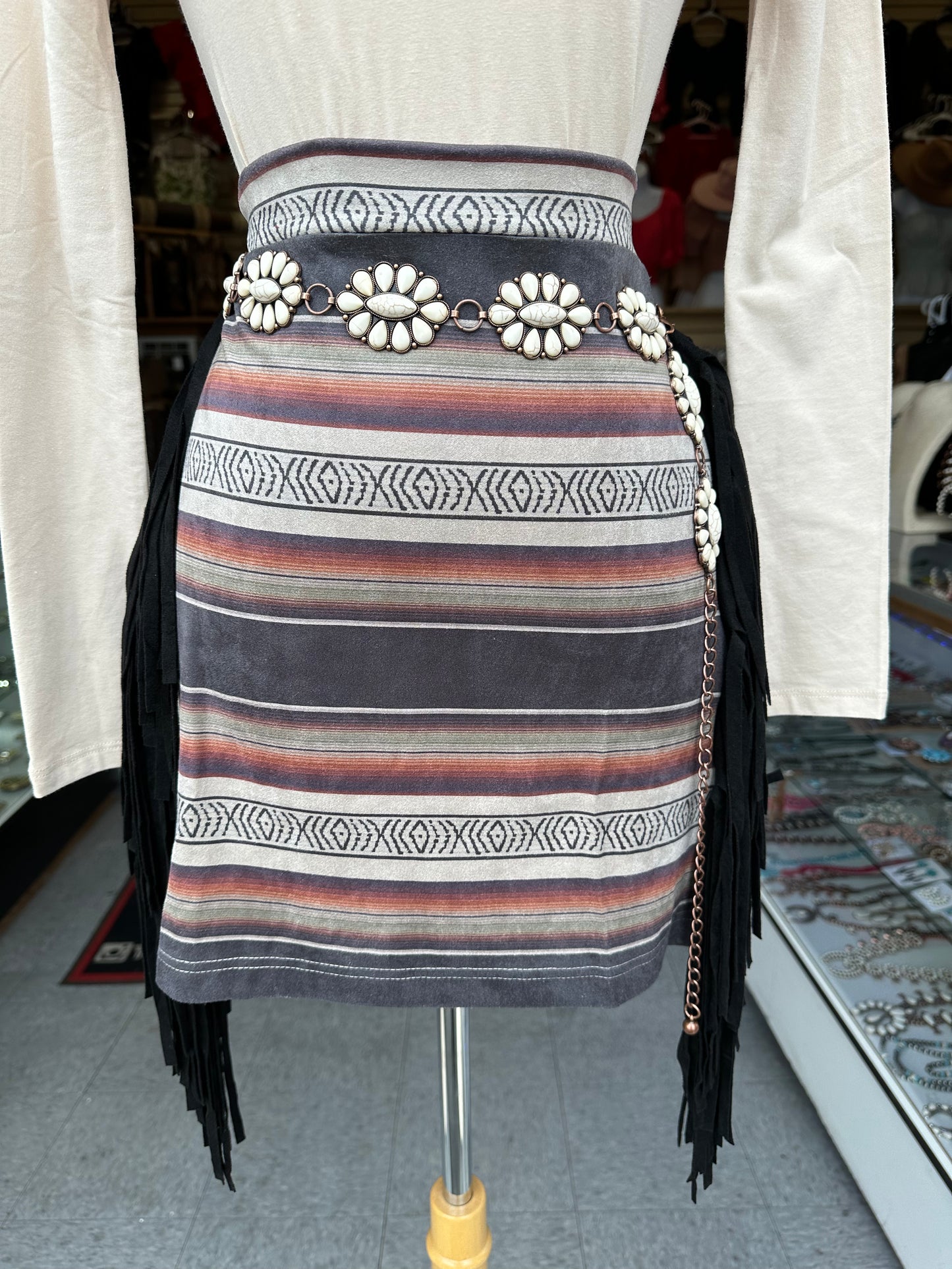 Suede Fringe skirt