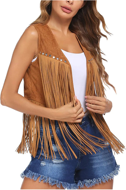 Fringe suede vest