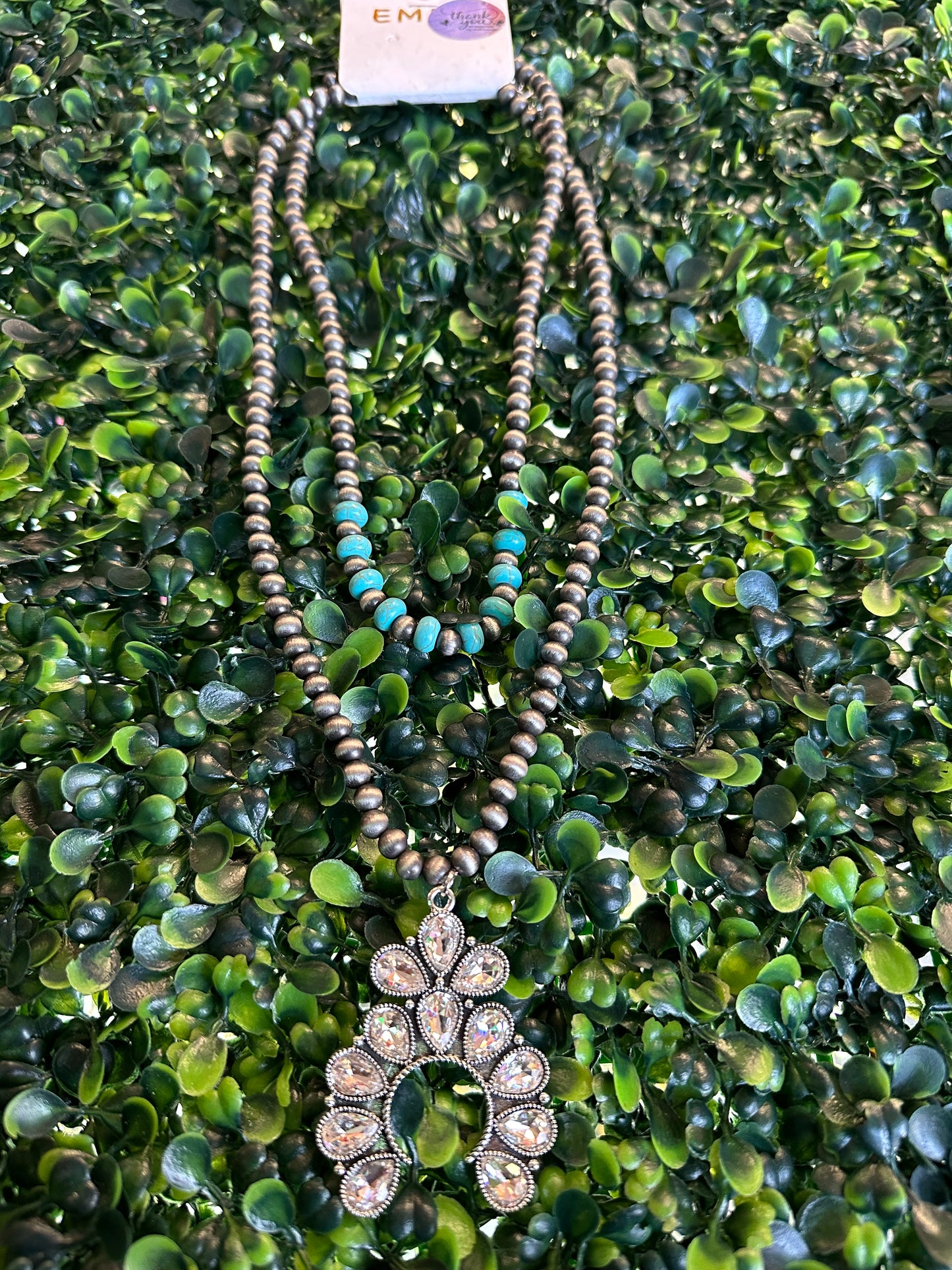 Turquoise crystal squash necklace