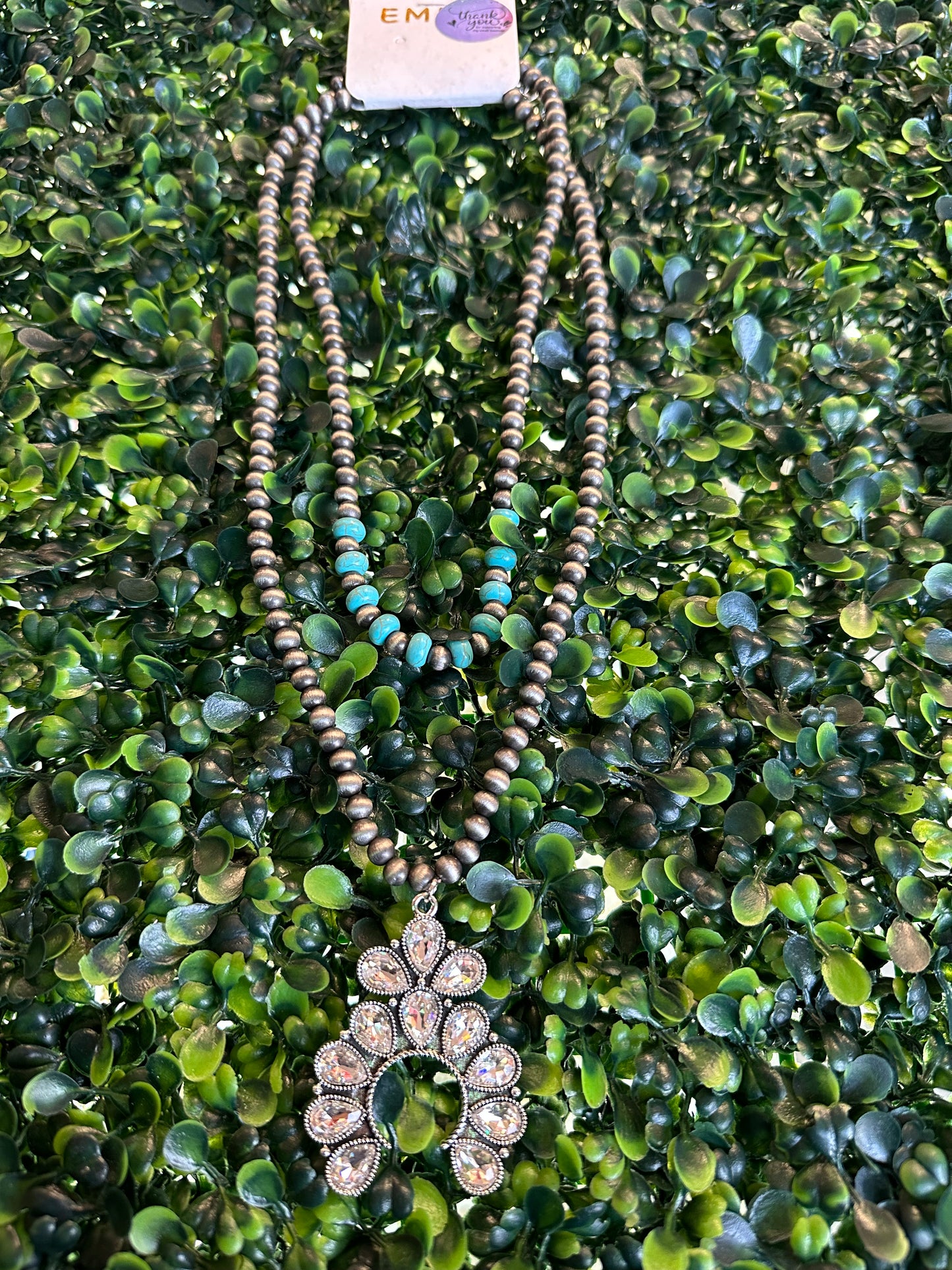 Turquoise crystal squash necklace