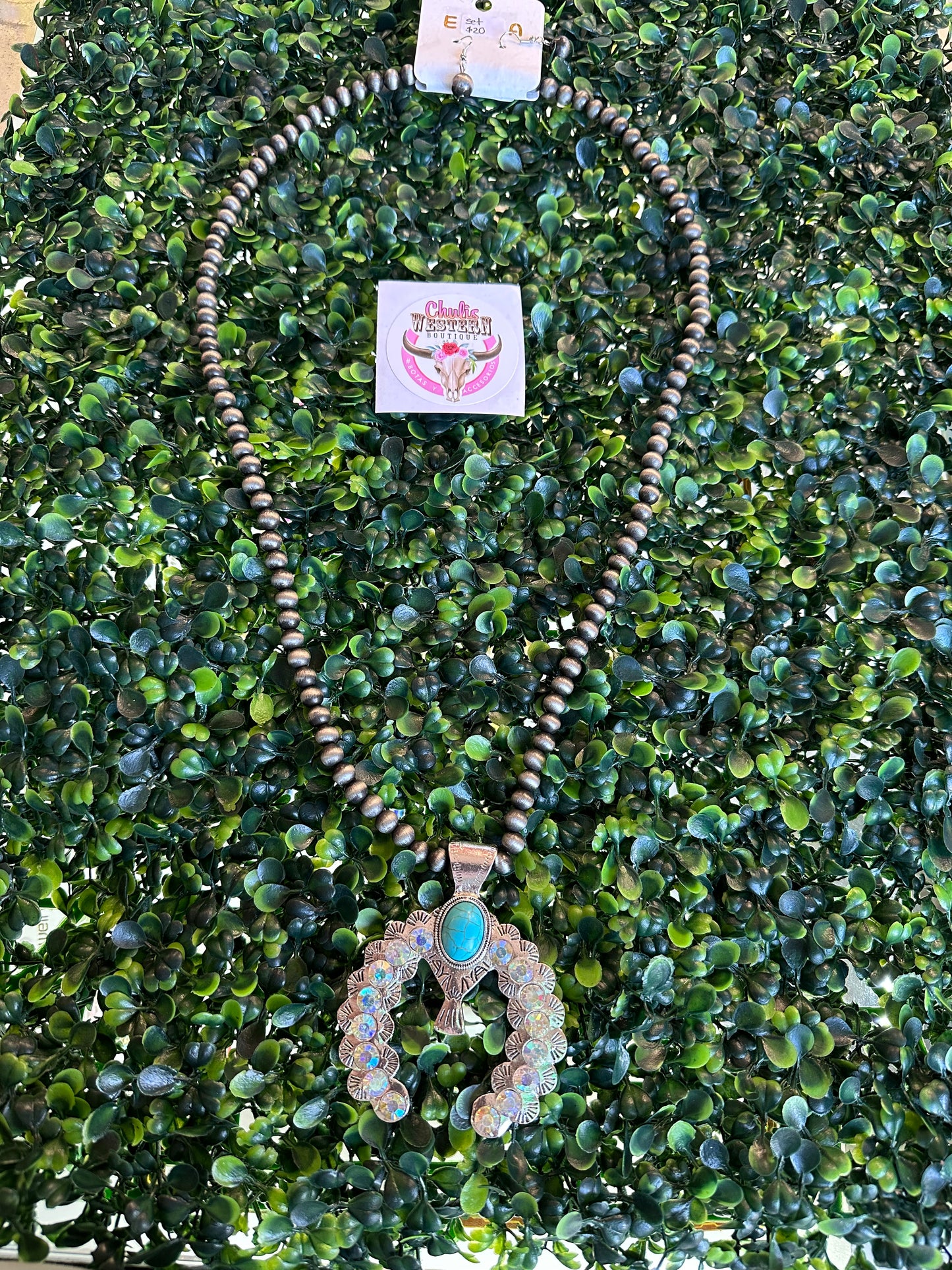 18” squash Navajo necklace and earrings set