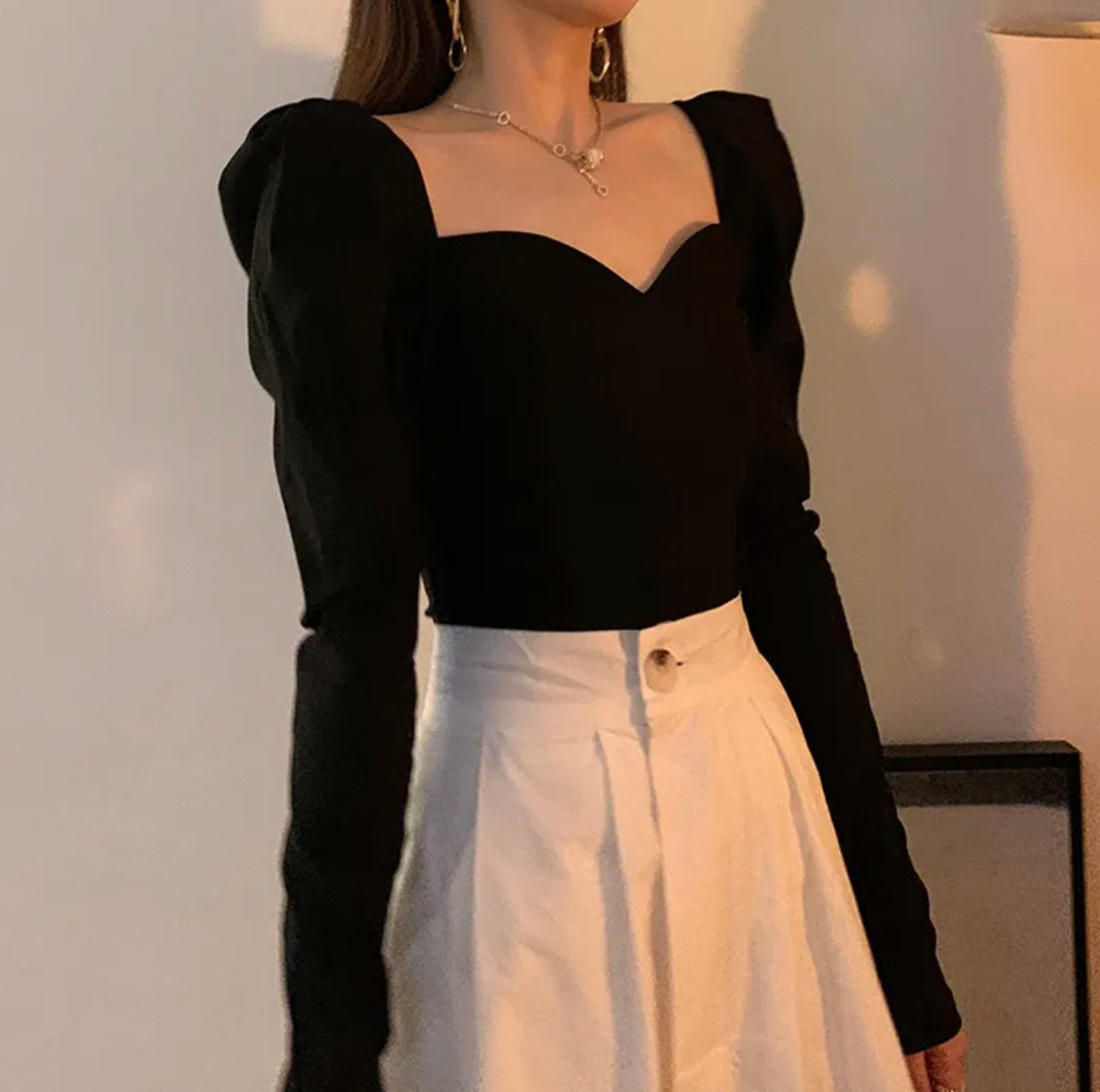 Sweetheart Long Sleeve Blouse