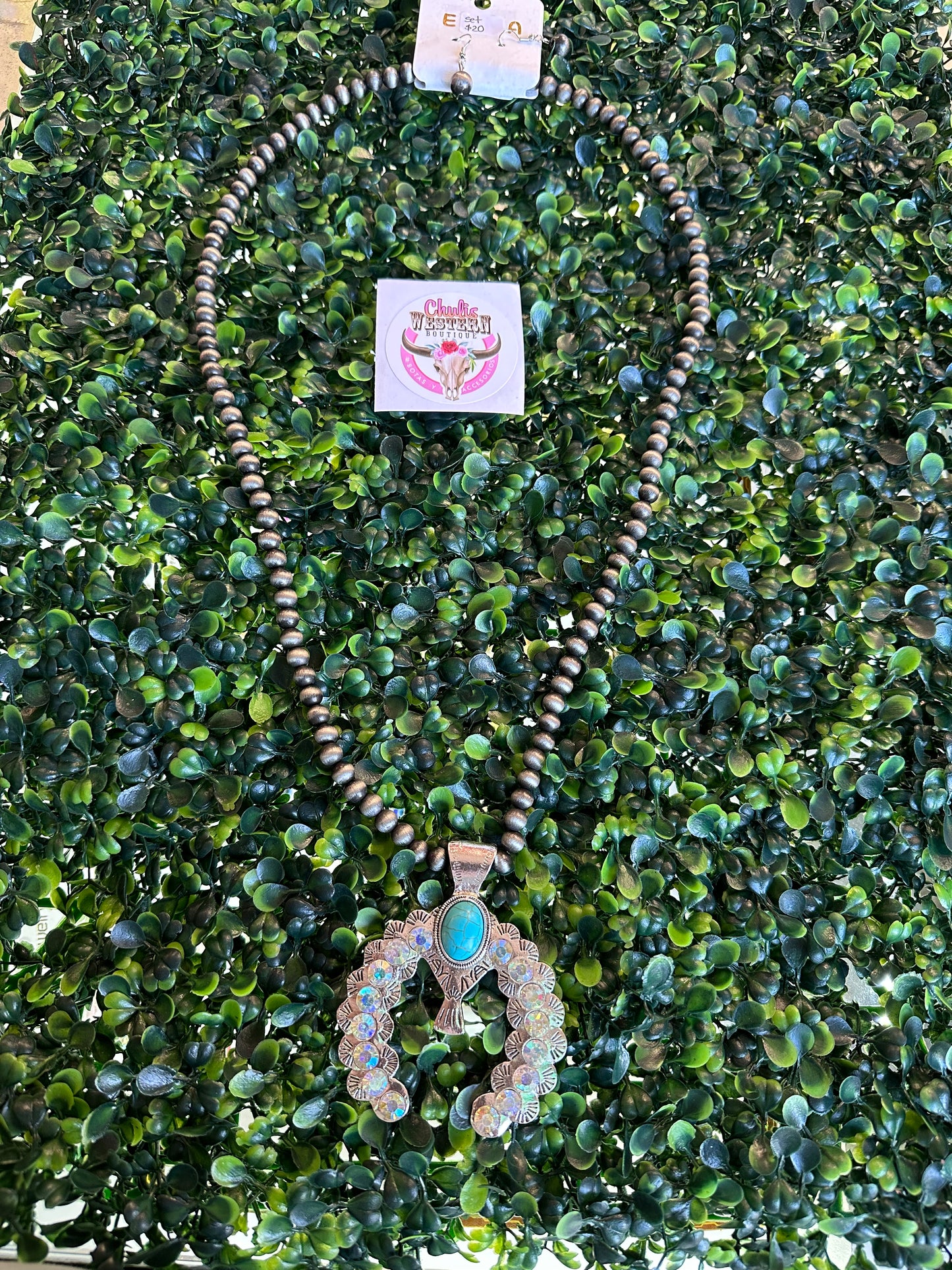 18” squash Navajo necklace and earrings set