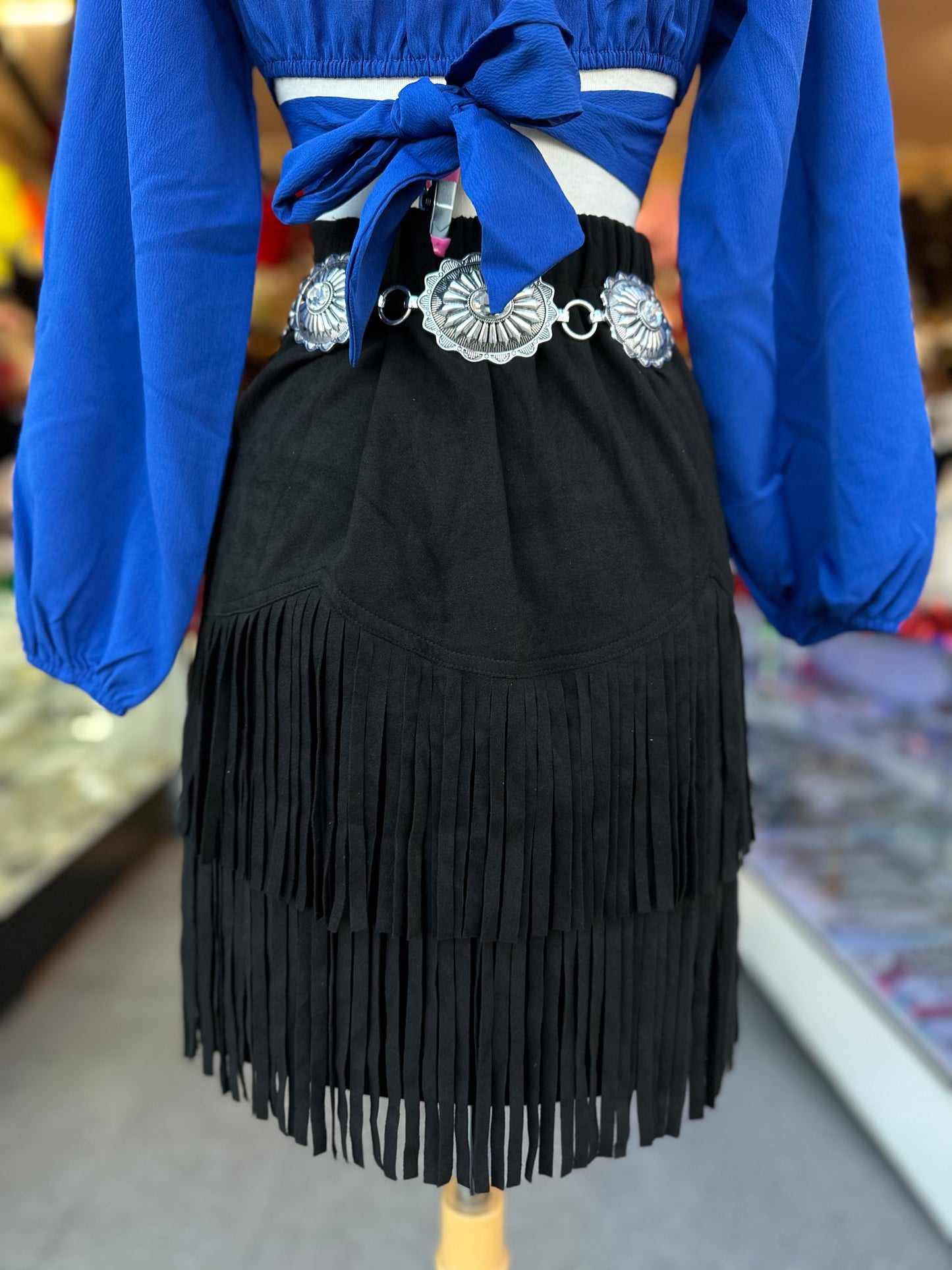 Black fringe skirt