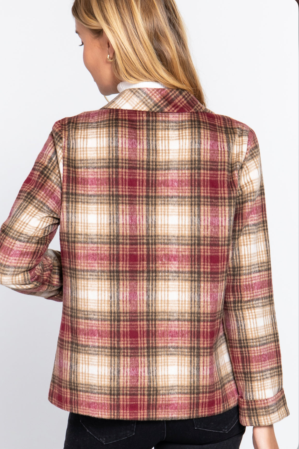 Burgundy plaid blazer