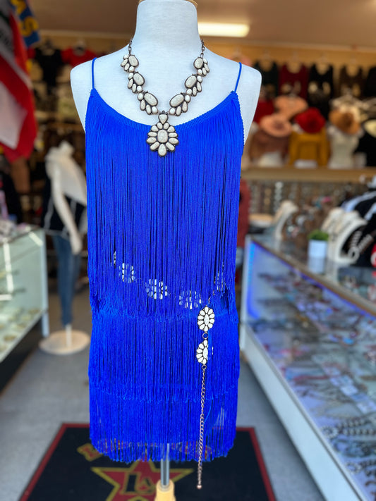 Royal blue fringe Dress