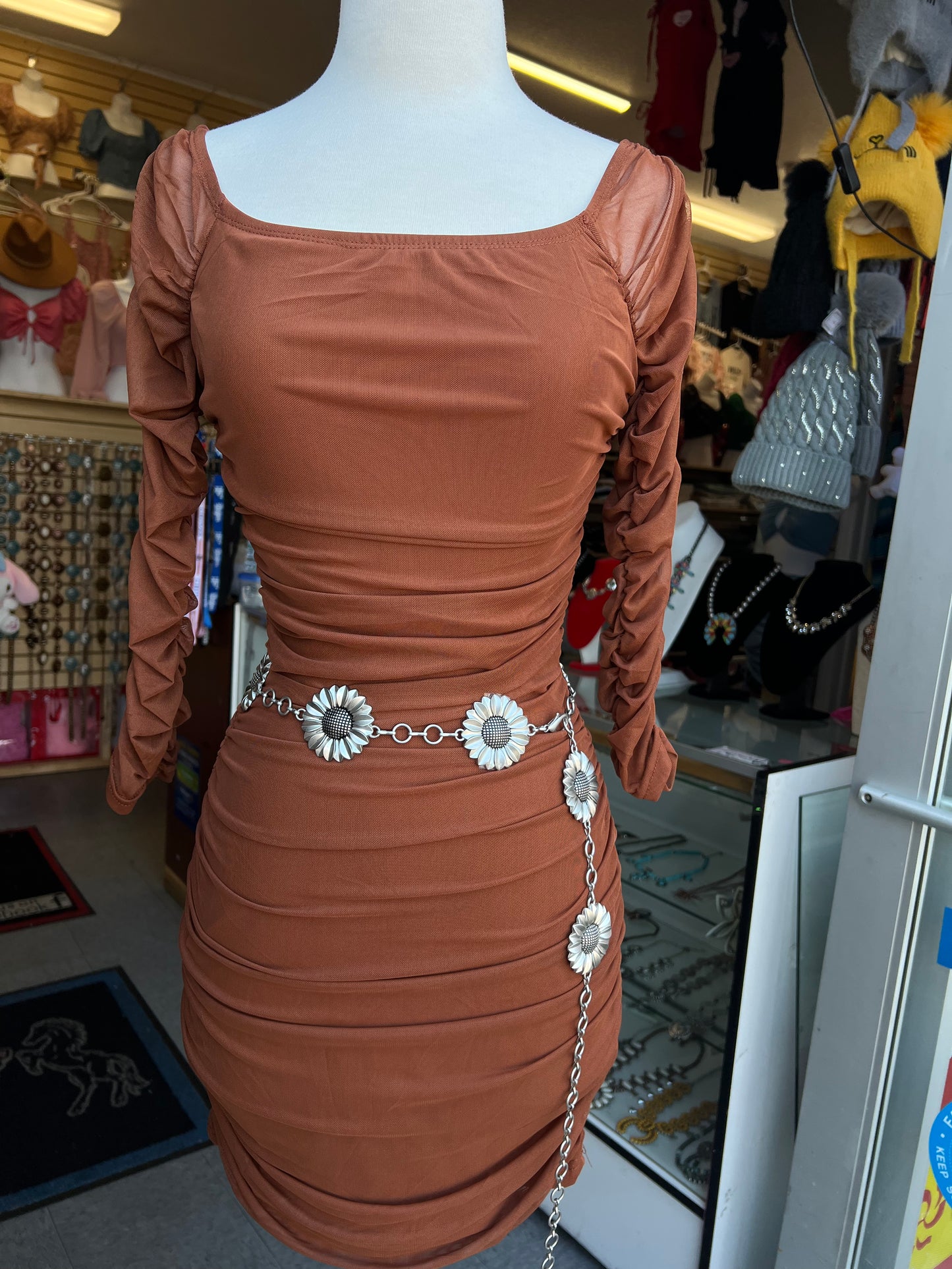 Sunflower chain belt 35” long