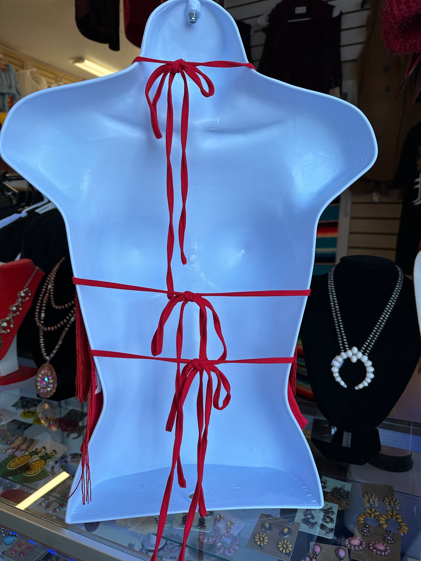Halter neck fringe top