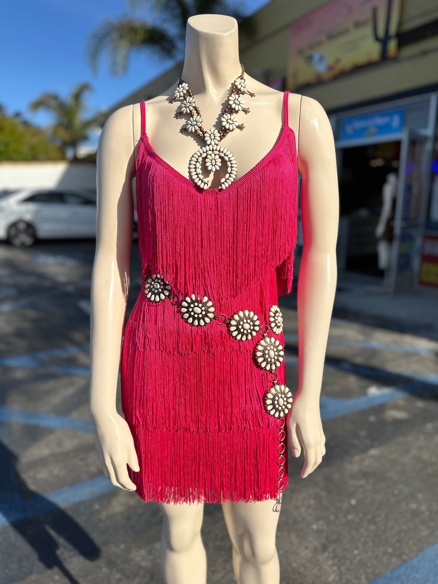 Hot pink fringe Dress