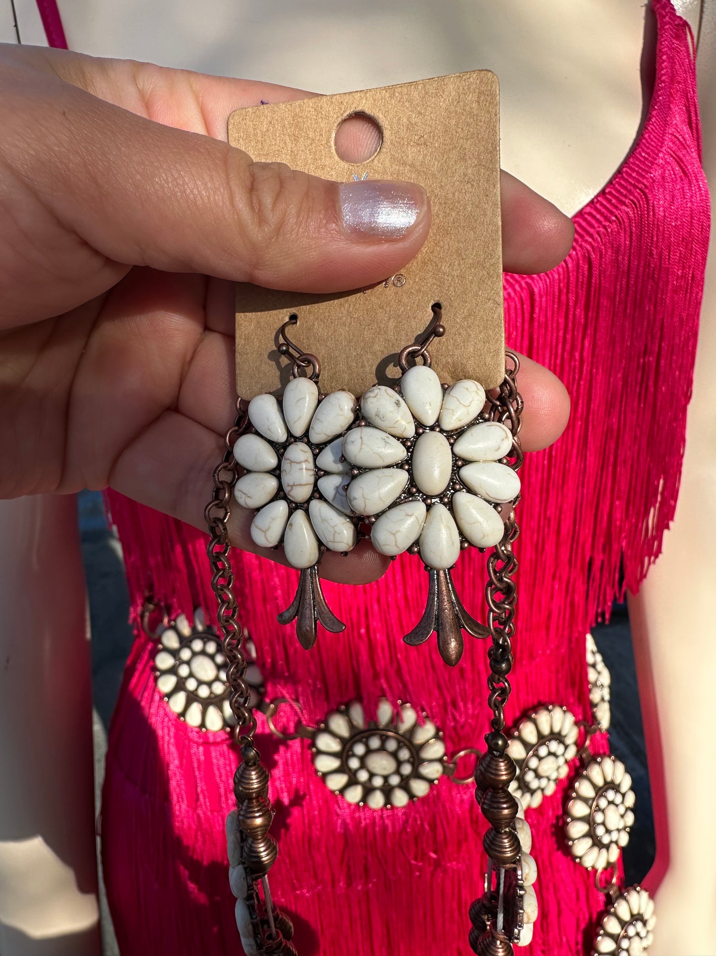 White squash necklace and earrings set