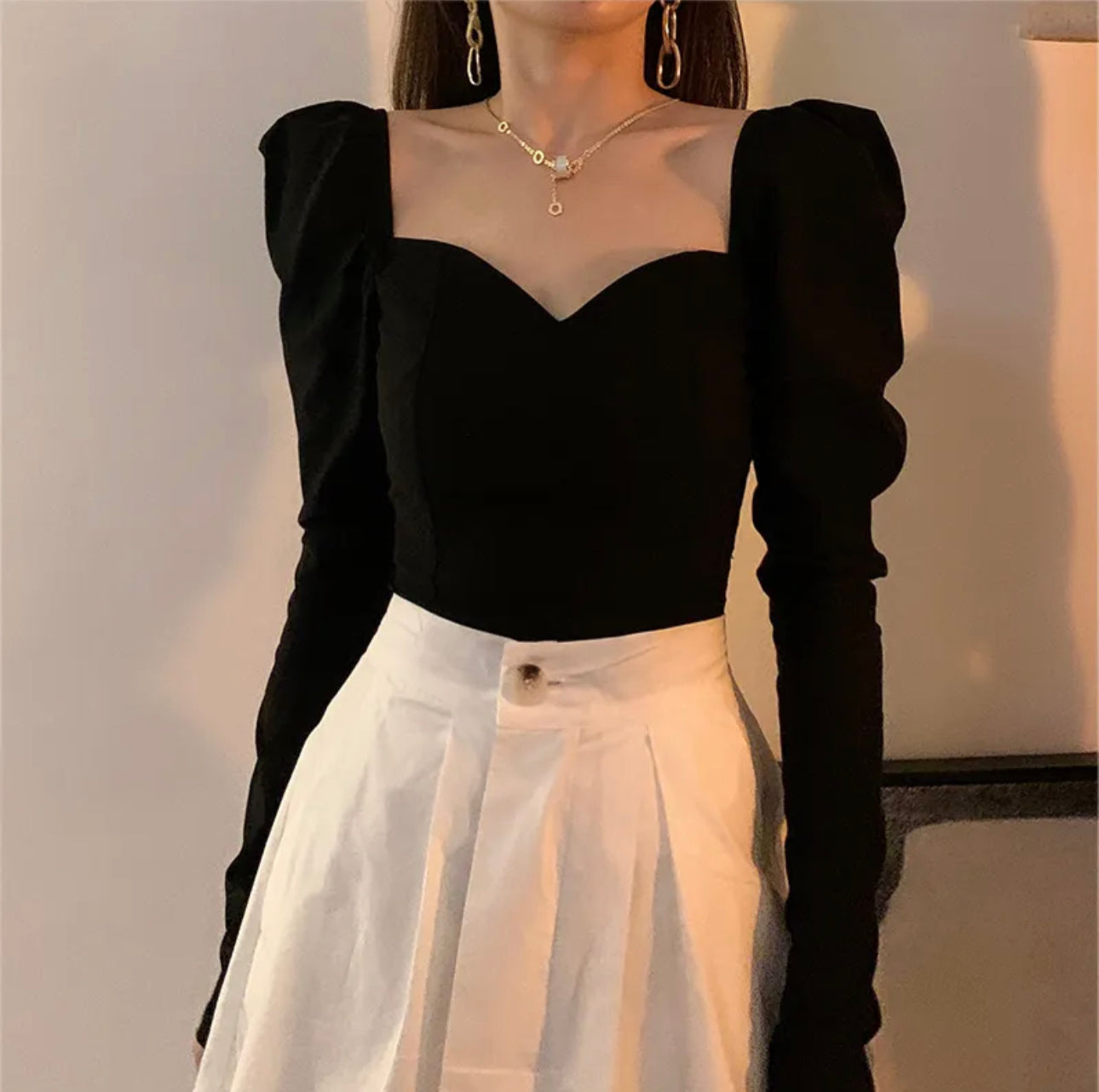 Sweetheart Long Sleeve Blouse