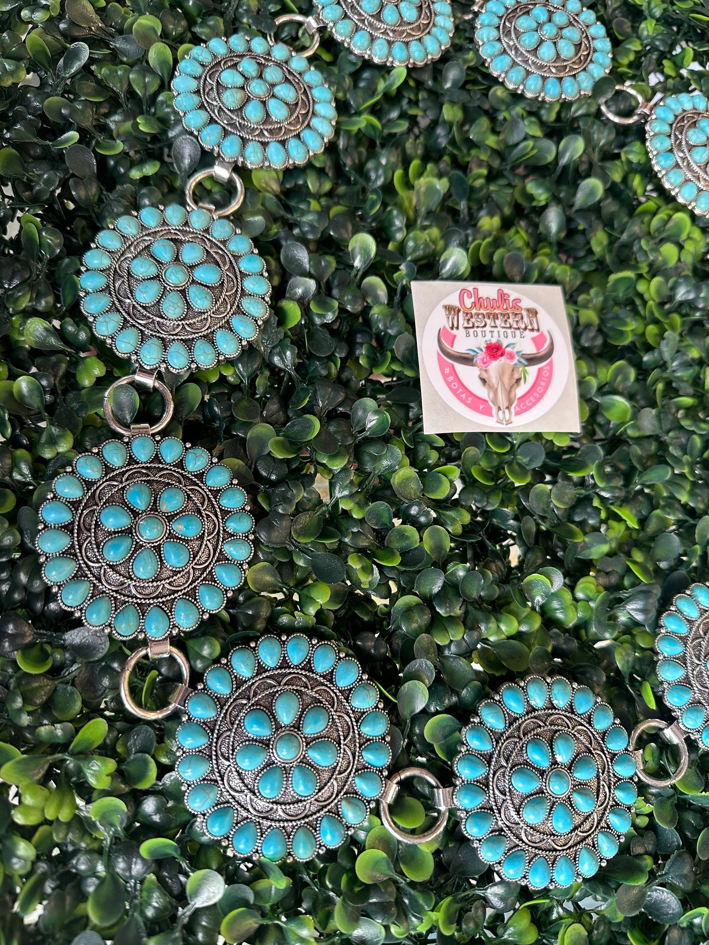 Turquoise flower concho belt