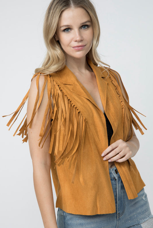 Suede fringe vest