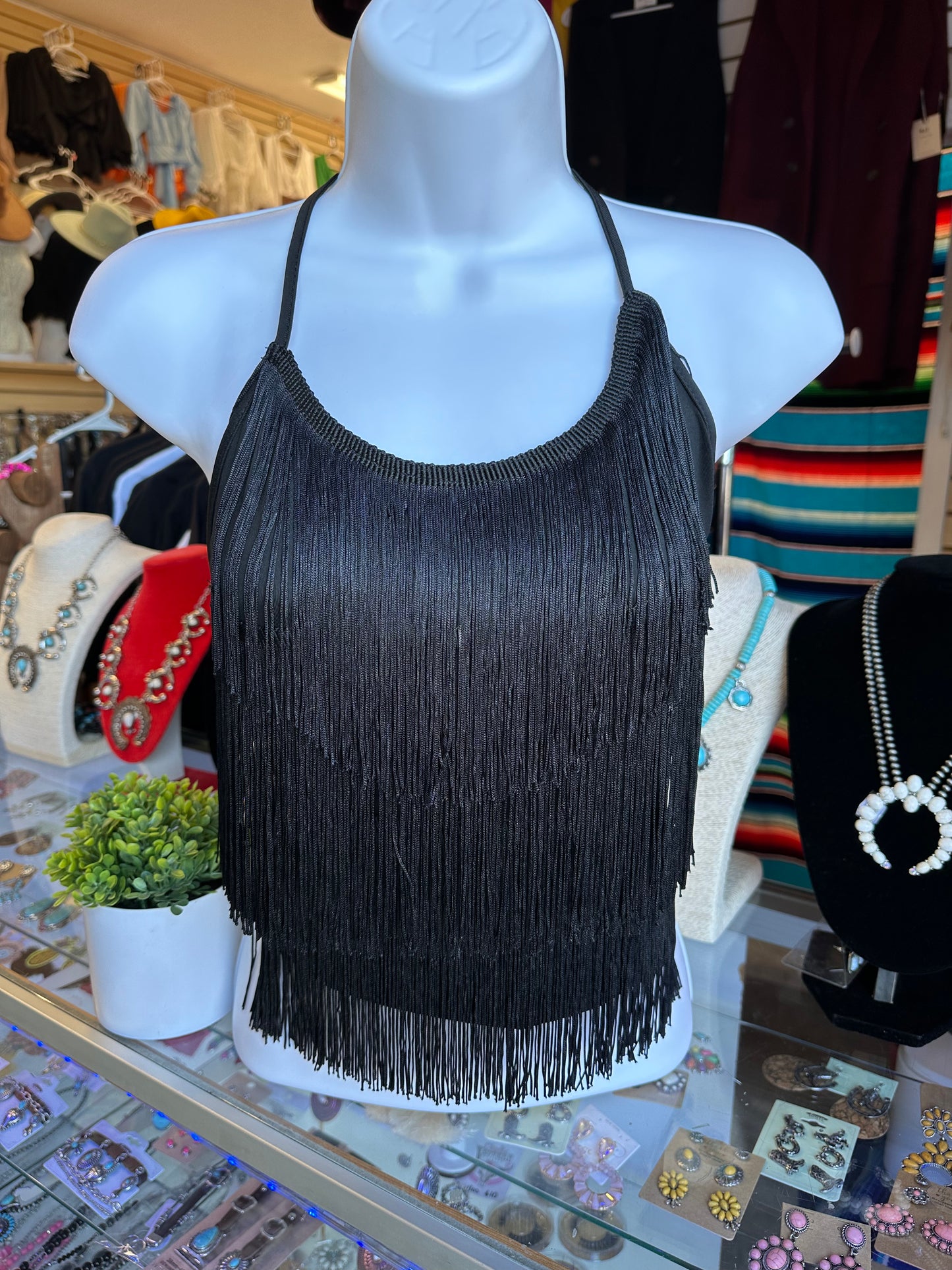 Halter fringe top