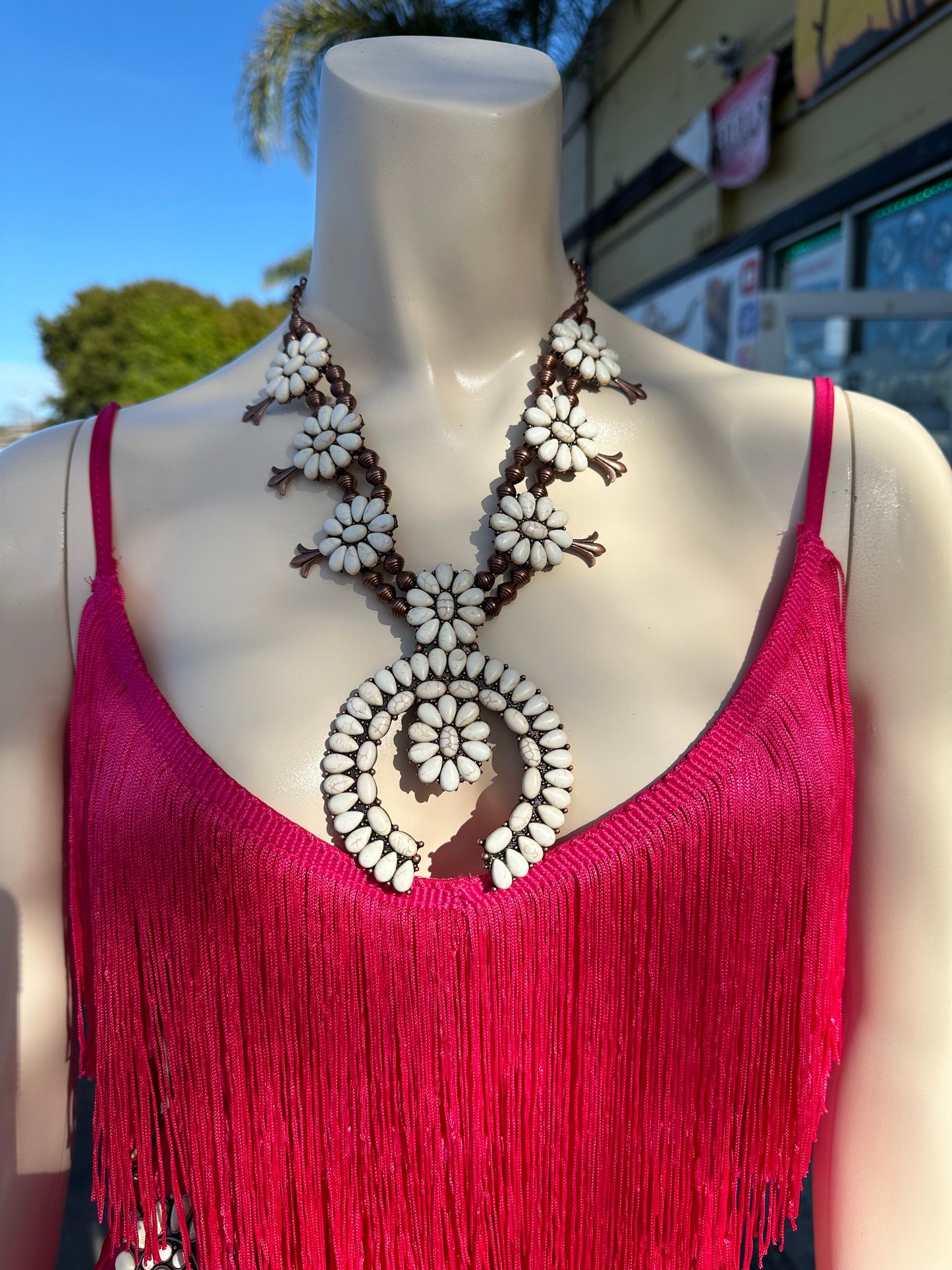 White squash necklace and earrings set