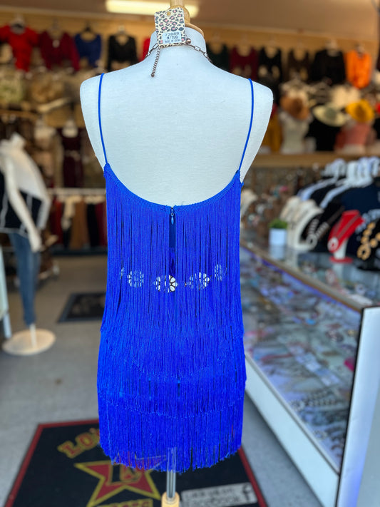 Royal blue fringe Dress