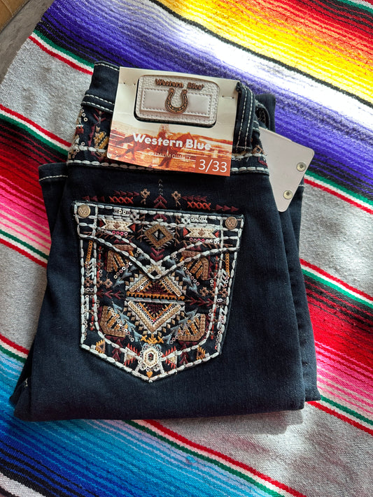 Dark blue bootcut jeans