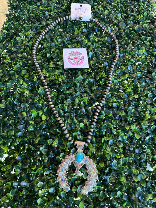 18” squash Navajo necklace and earrings set