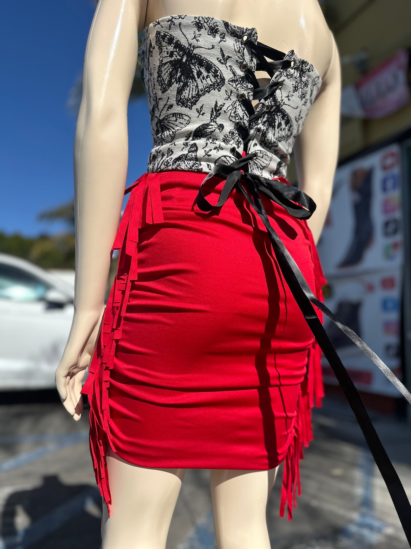 High waist fringe Bodycon skirt