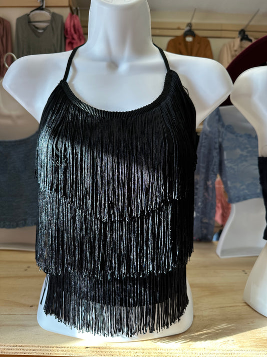 Halter fringe top