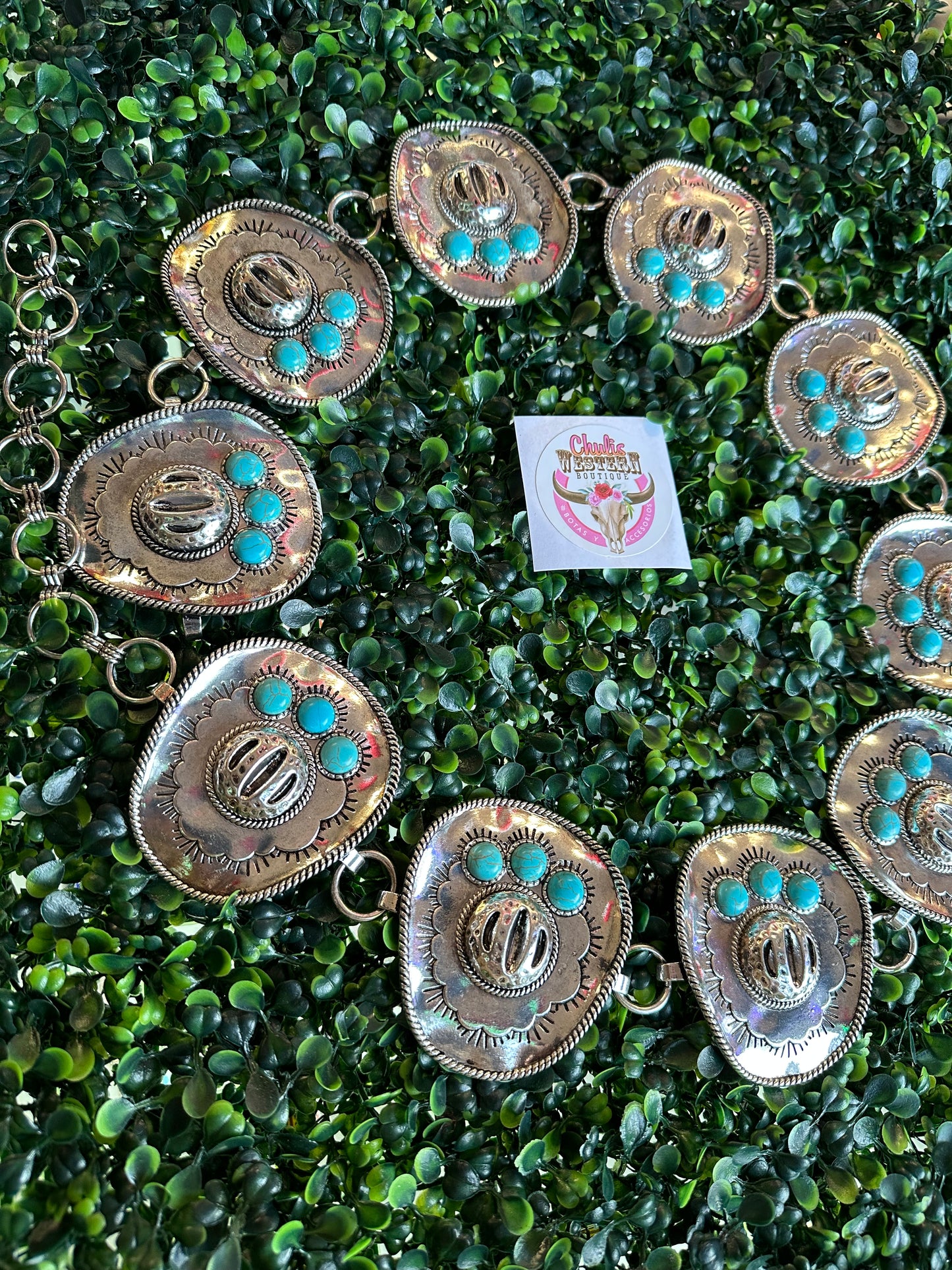 Western hat chain belt