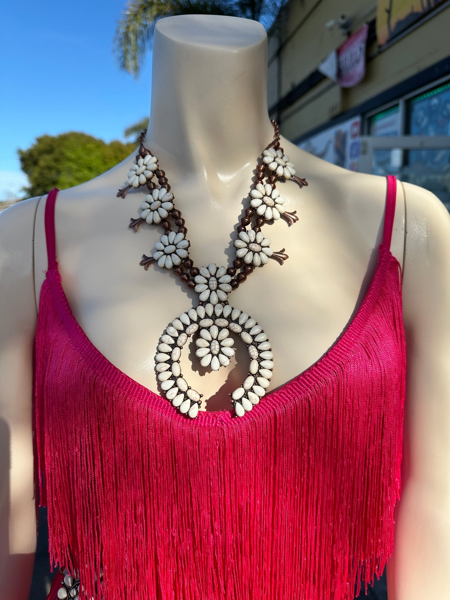 White squash necklace and earrings set